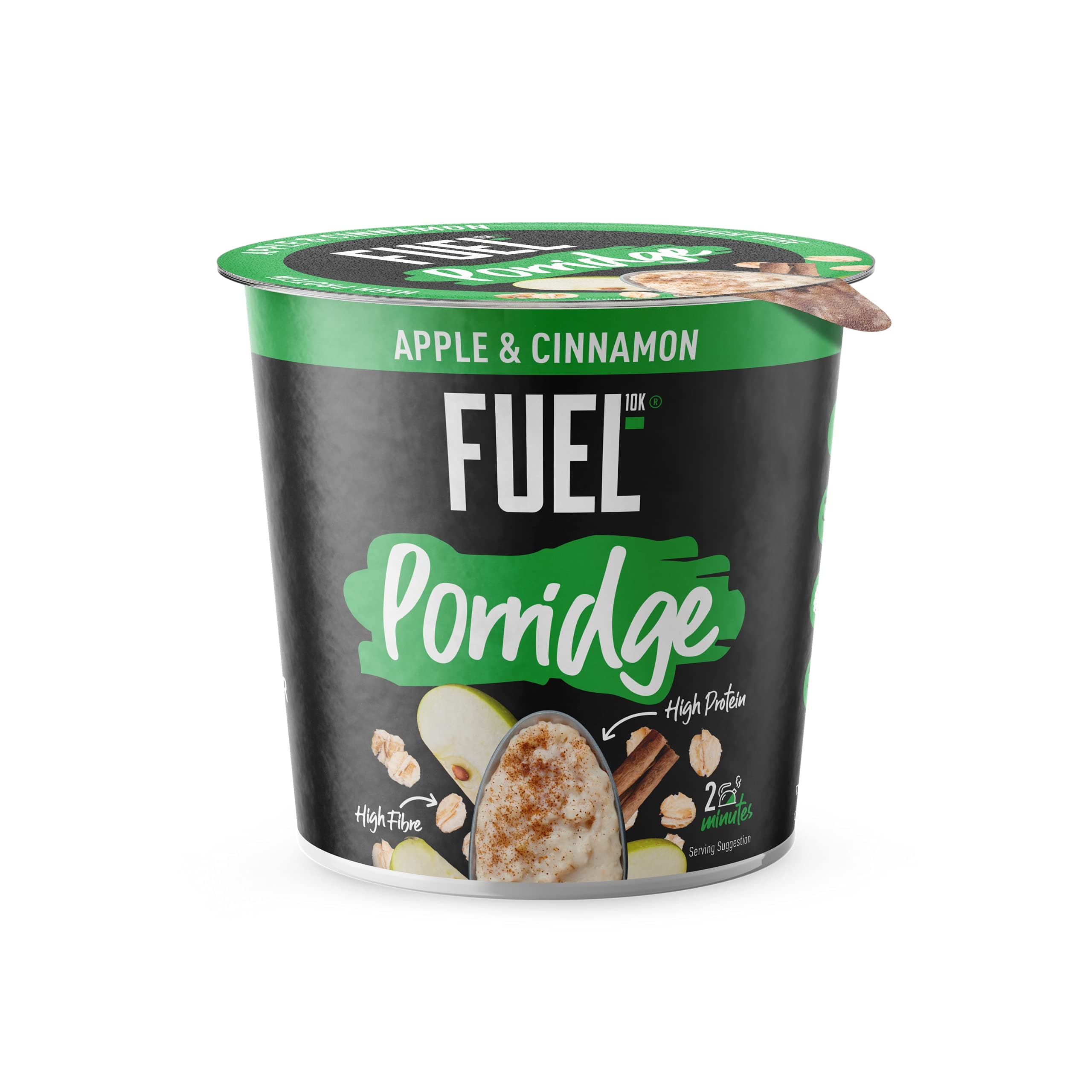 FUEL10K High Protein Apple and Cinnamon Porridge Oat Cereal Pot, 70 g (Pack of 8)