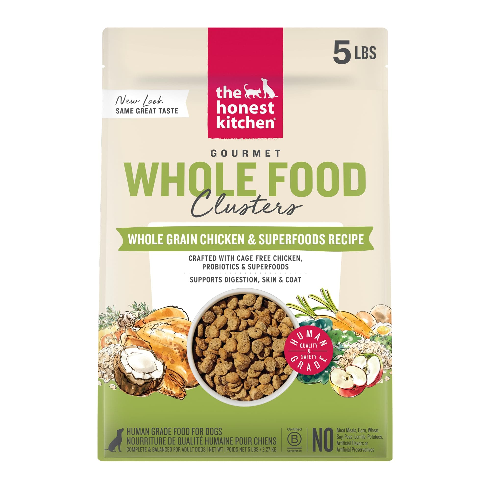 - Whole Food Clusters Whole Grain Chicken & Oat Dry Dog Food, 5 lb Bag
