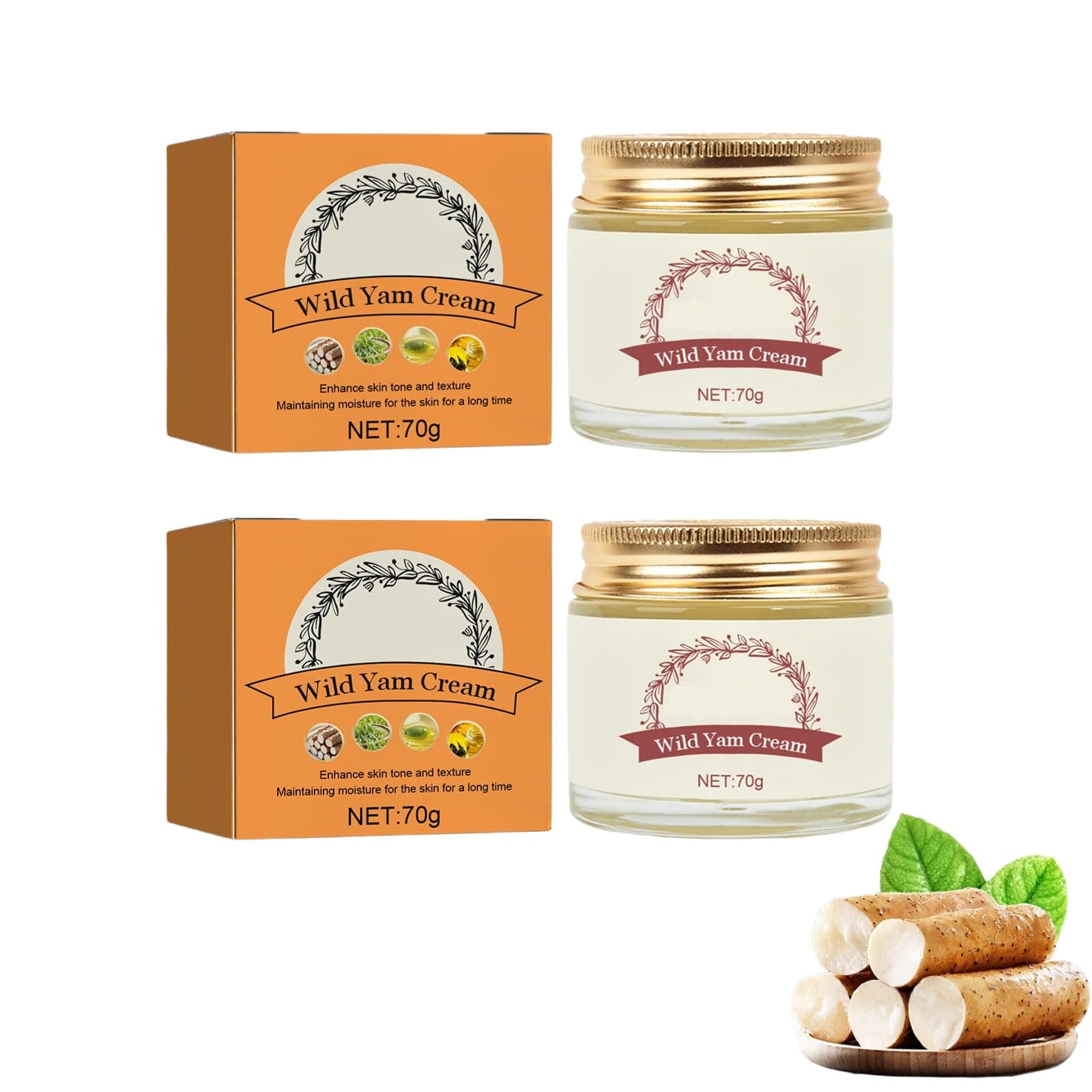 Gbbazu 2PCS Wild Yam Cream - Annas Wild Yam Cream Organic for Hormone Balance,Women's Organic Wild Yam Root Cream for All Skin Types