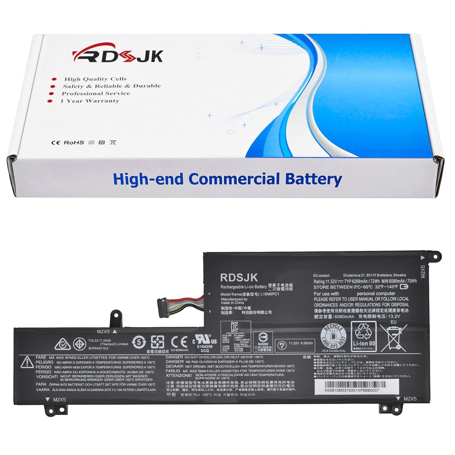 L16M6PC1 L16C6PC1 L16L6PC1 Laptop Battery for Lenovo Yoga 720 720-15 720-15Ikb Series 5B10M53743 5B10M53744 5B10M53745 3ICP4/43/110-2 11.52V 72Wh