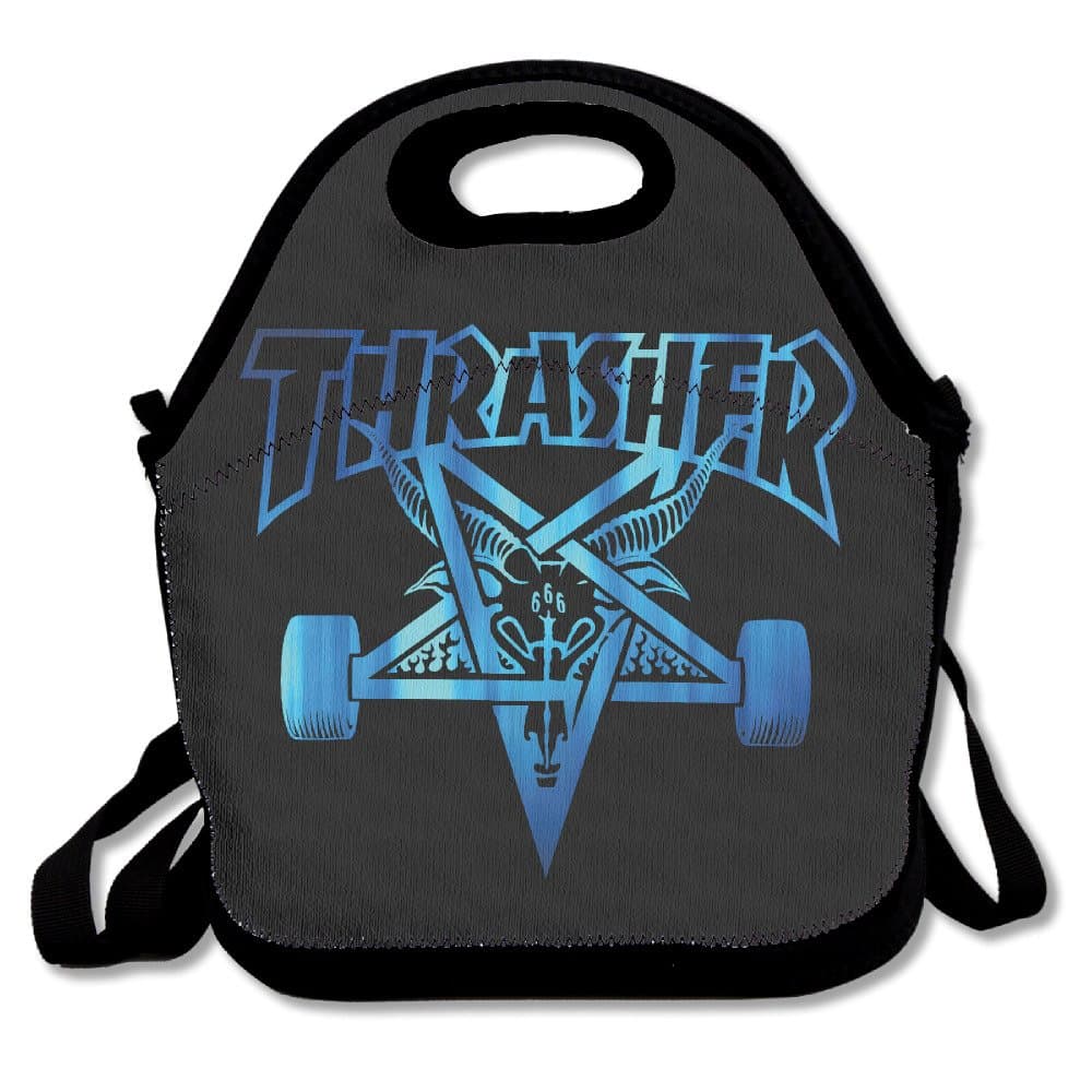 Thrasher Skateboard Lunch Box Bag For Kids And Adult,lunch Tote Lunch Holder With Adjustable Strap For Men Women Boys Girls,This Design For Portable, Oblique Cross,double Shoulder
