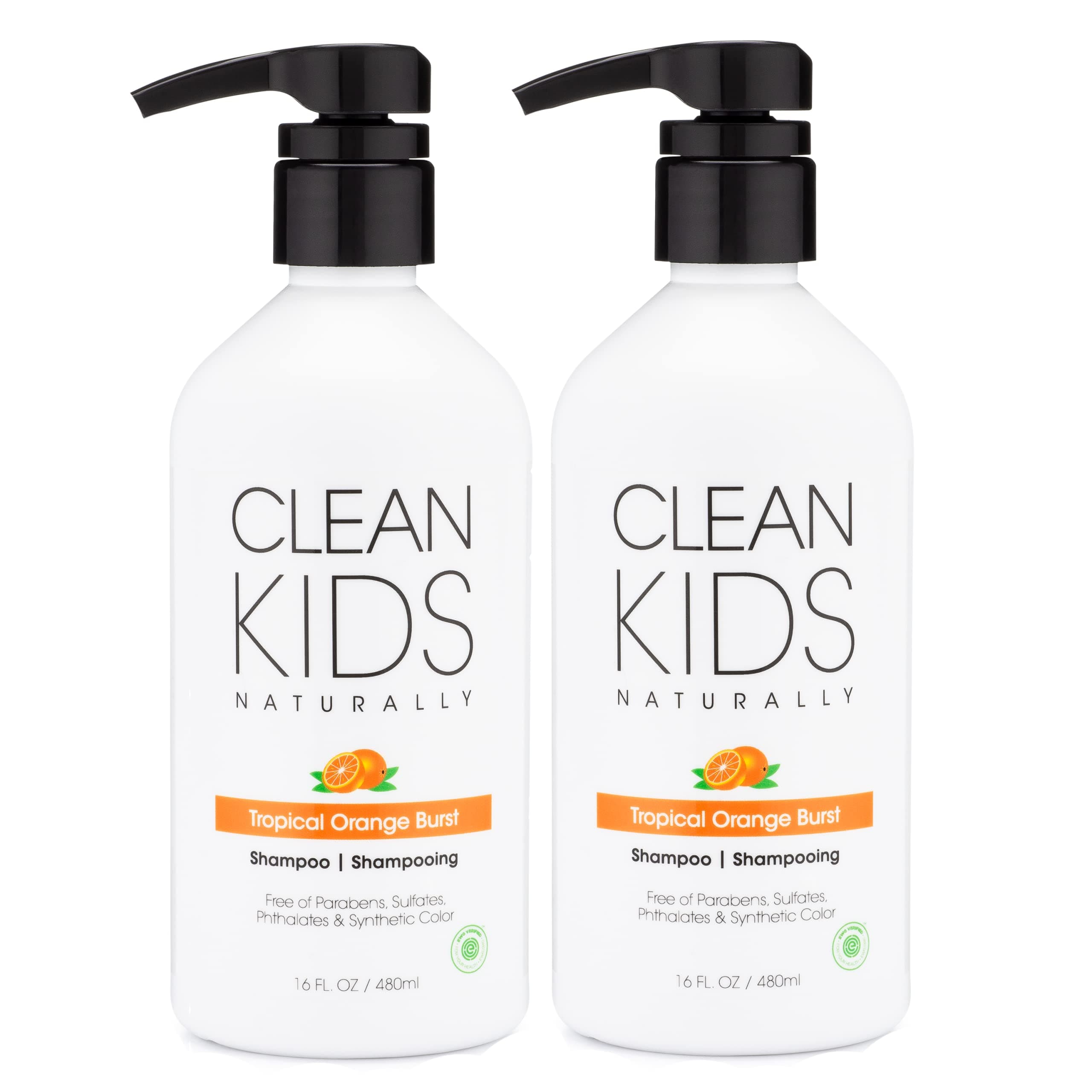 Tropical Shampoo- EWG Verified, All-Natural, Coconut-free, Gluten-free, Vegan, and Cruelty-free, Paraben-Free (2 Bottles, Orange Burst)