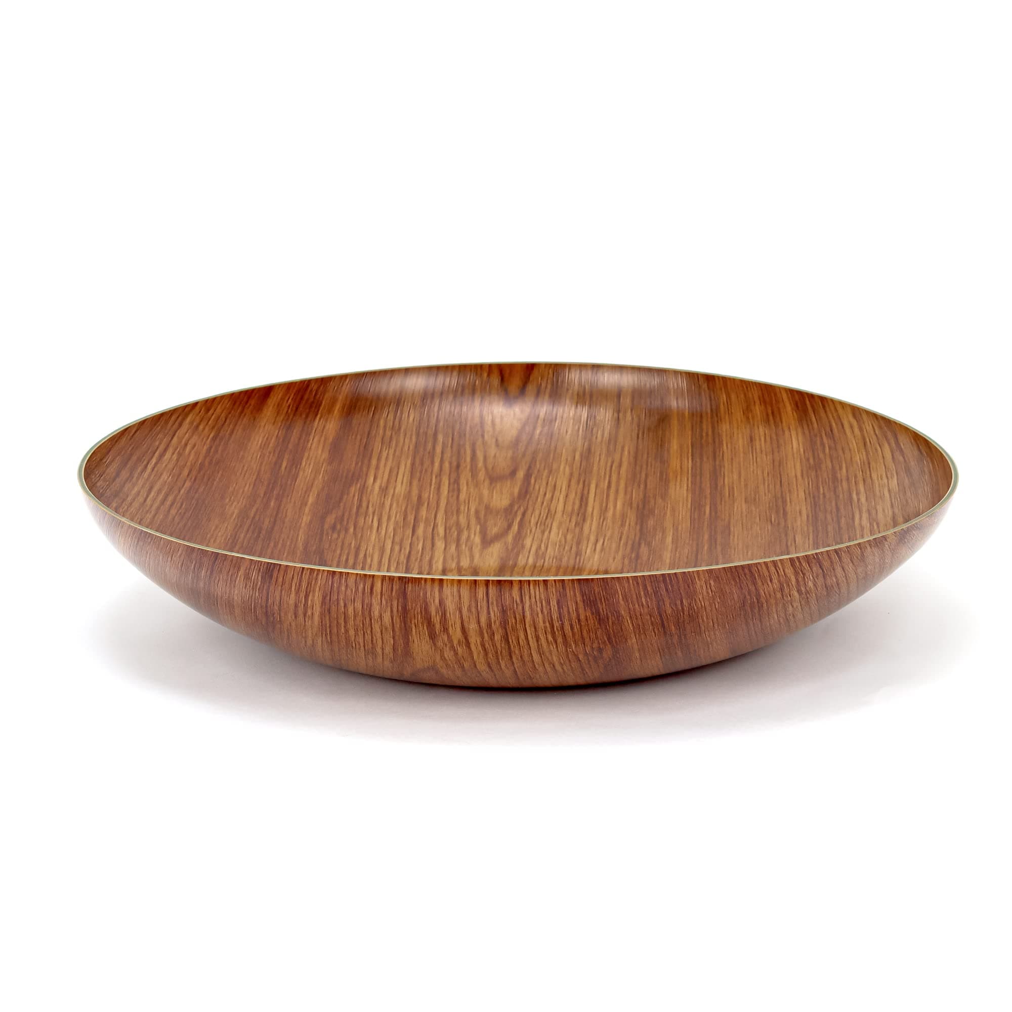 Evelin Polystyrene Wood Venice Bowl 45 CM, Wooden Big Serving Bowl to Serve Rice, Salad, Soup, Fruits, Snacks Handcrafted Round Bowls Dinnerware Kitchen Tableware Brown Color