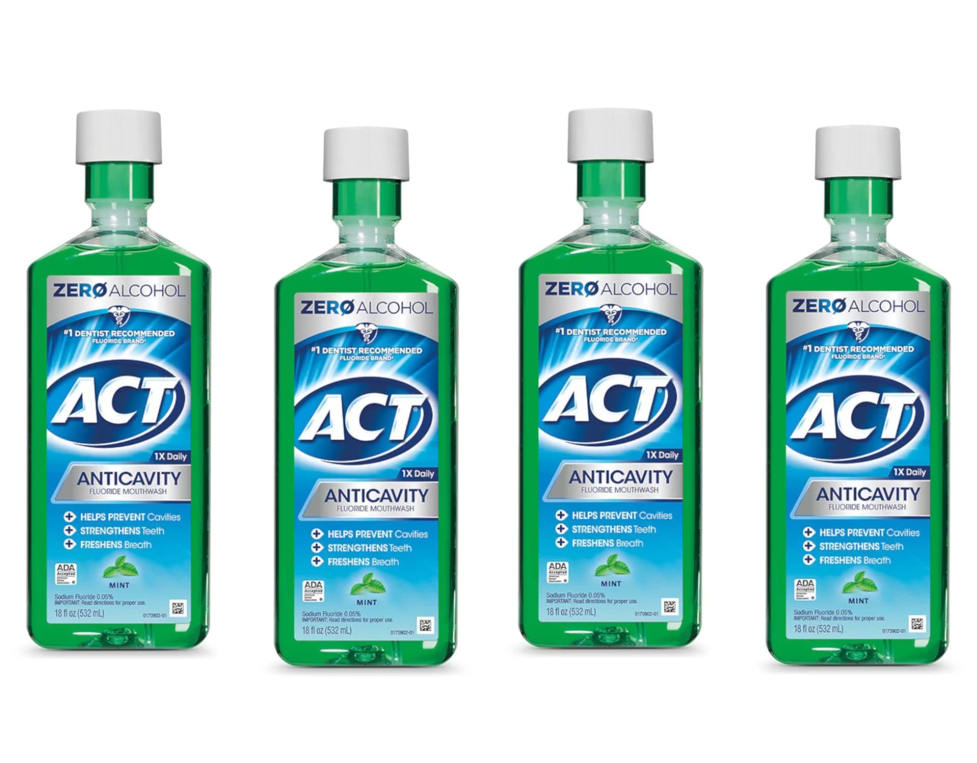 ACT Anticavity Fluoride Rinse Mint 18 oz (Pack of 4)