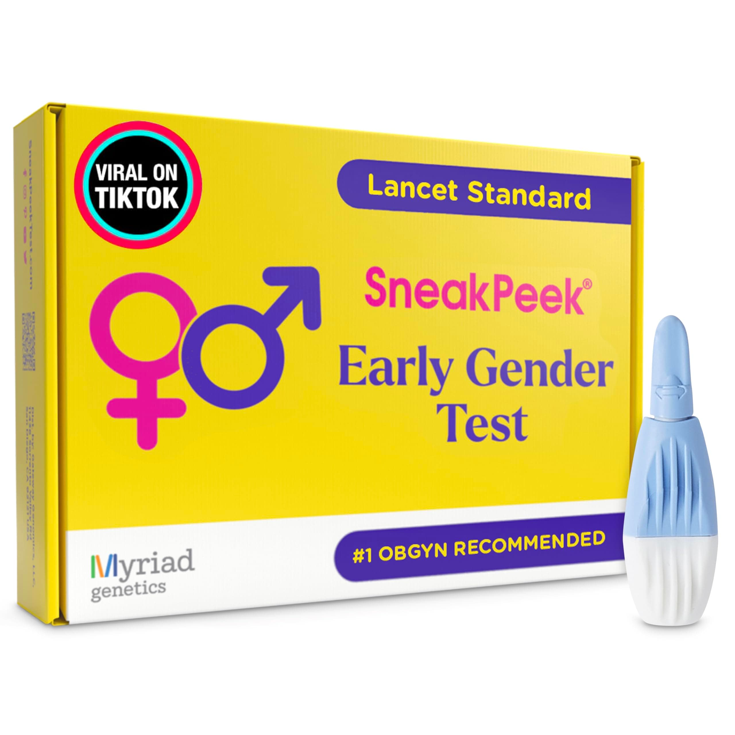 SneakPeek® DNA Test Gender Prediction - Know Baby’s Gender at 6 Weeks with Over 99% Accuracy¹ - Lab Fees Included - Early Girl or Boy Reveal Home Kit (Lancet)