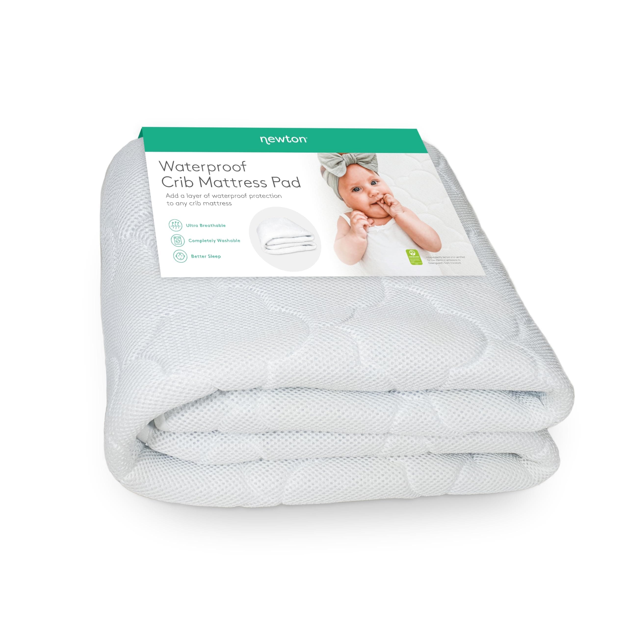 Newton Baby Waterproof Mattress Crib Mattress Pad | 100% Breathable Proven to Reduce Suffocation Risk, Ultra-Plush, Universal Fit, 100% Washable