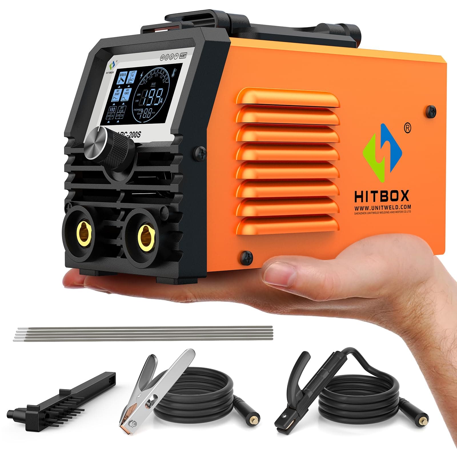 HITBOX 240V Mini ARC Stick Welder, IGBT Inverter Arc Welding Machine with LED Digital Display, Hot Start & ARC Force, Portable Stick Arc Welder for Carbon Steel, Stainless Steel (ARC200S)