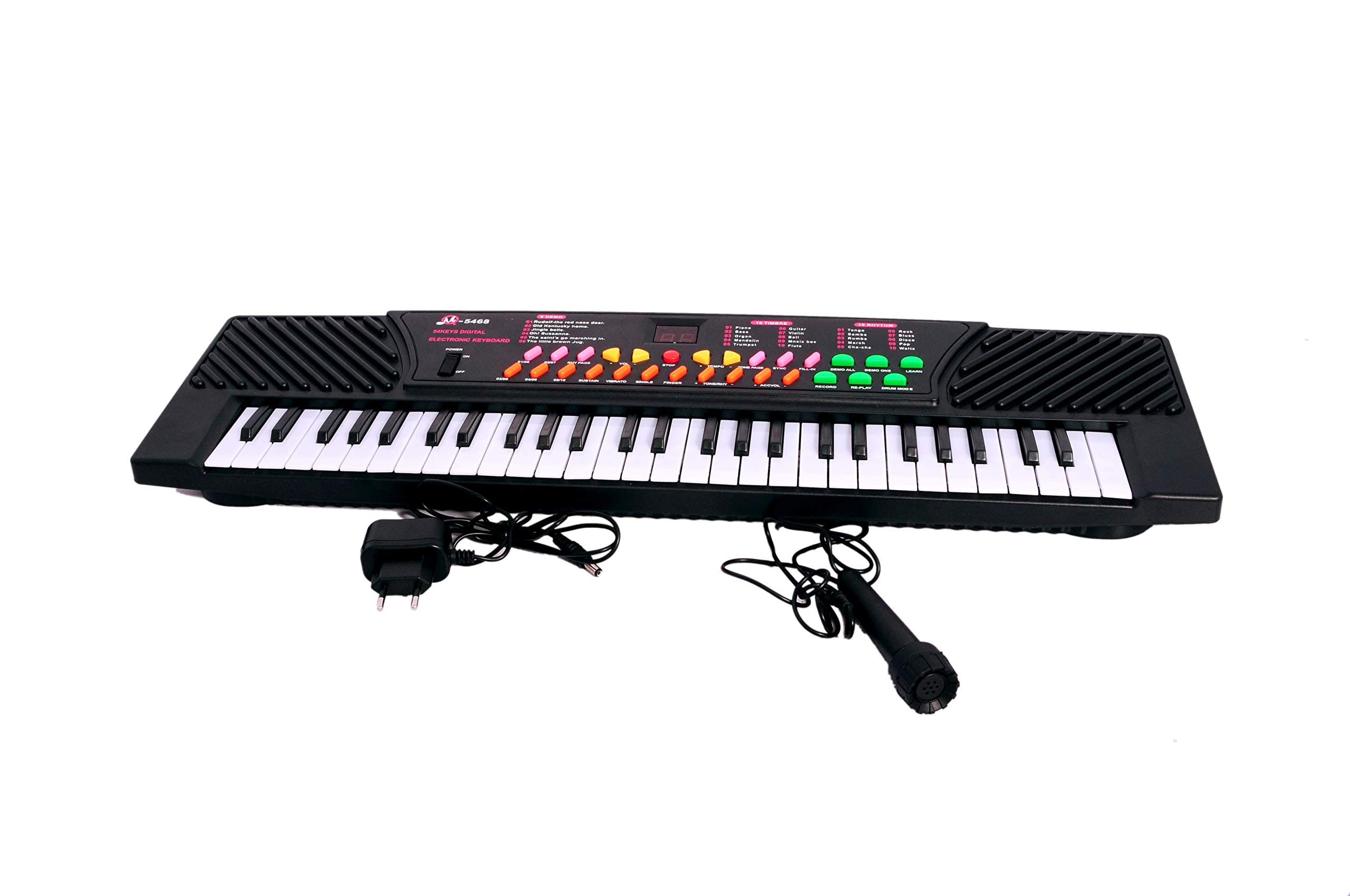 Shoptail Electronic Keyboard & Musical Piano for Kids with 54 Keys, Microphone (Mic) & Charger (Black) 5468 (Black)