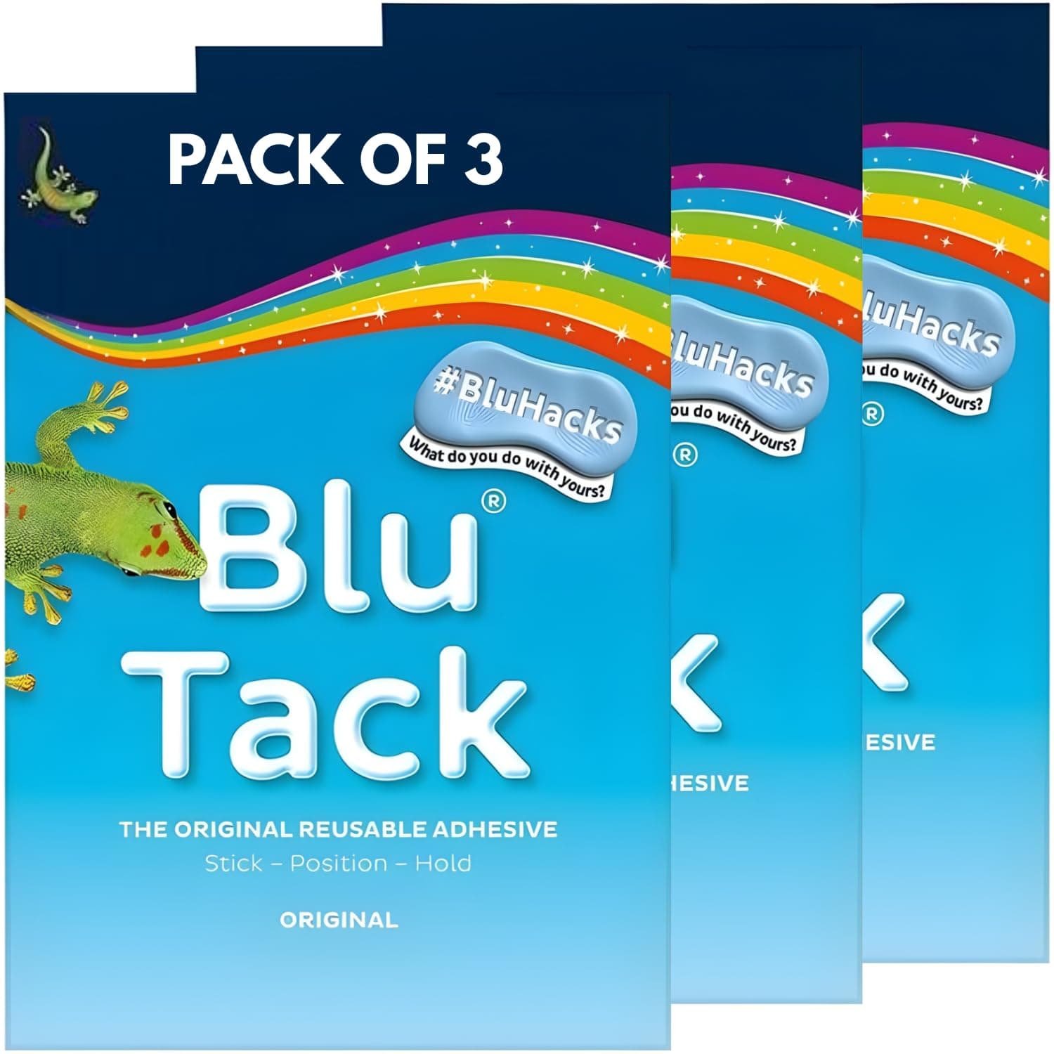 – Bostik Blu Tack Original Reusable Adhesive Pack Home Office DIY Use BluHacks Smart Adhesives Alternative to Pins & Tape (3 Pack)