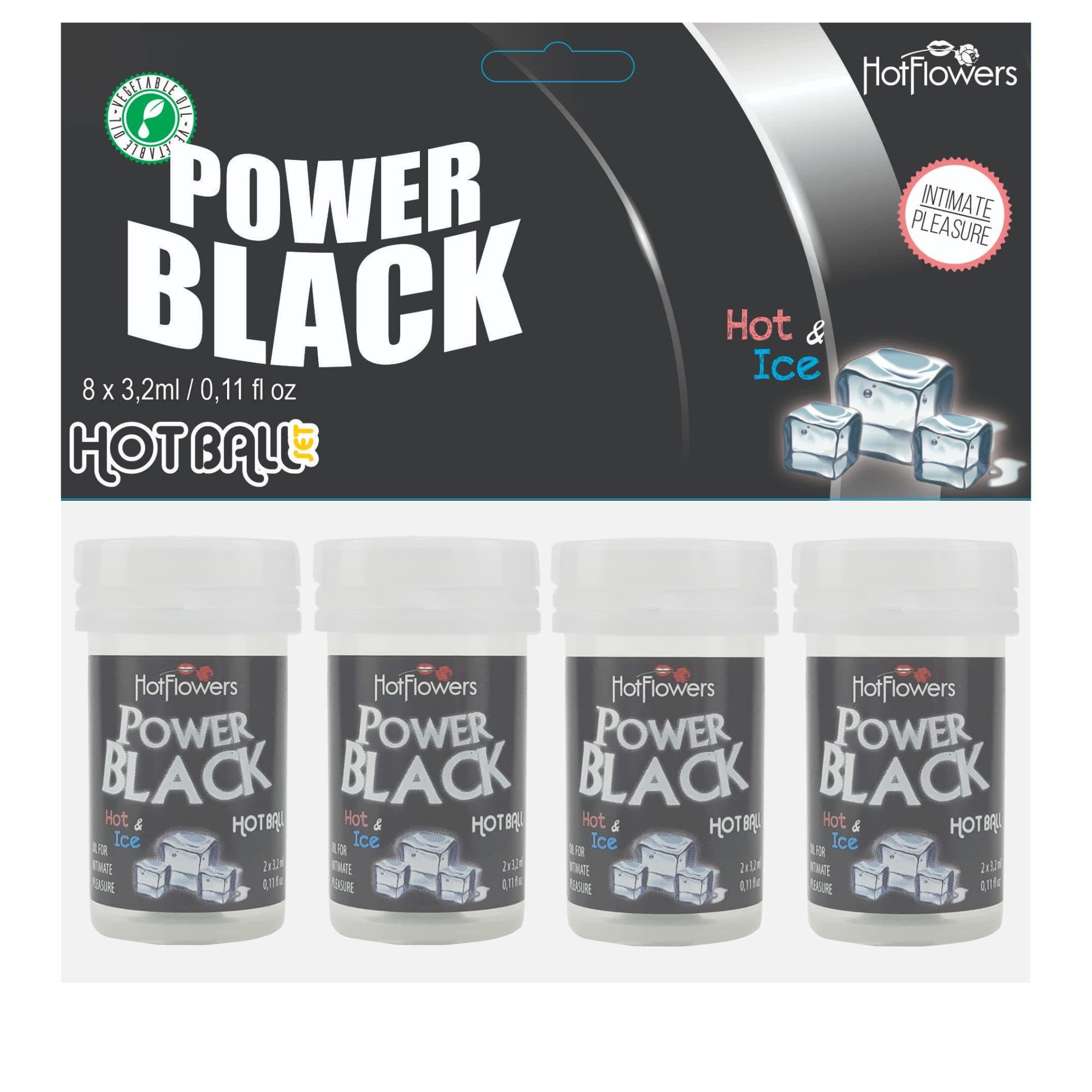 Hot Ball Set - Power Black - Warm and Refresh The Skin with Cinnamon, Eucalyptus and Mint - Hot Flowers - Brazilian Ball (Pack w 4)