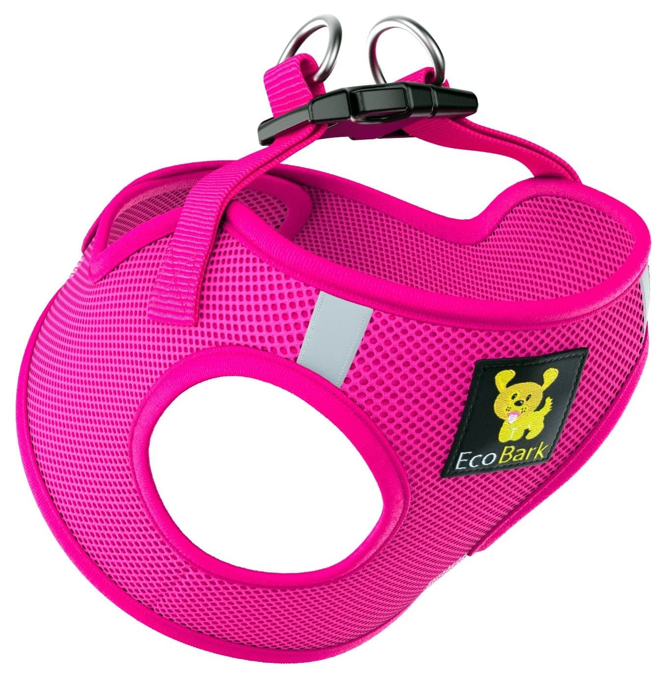 EcoBark Pink XXXS Dog Harness, Soft Mesh No Pull Mini Body Halter for Toy Breeds up to 10in, Escape Proof, Recycled Straps, Adjustable, Teacup Dog Harness Vest Under 5lbs