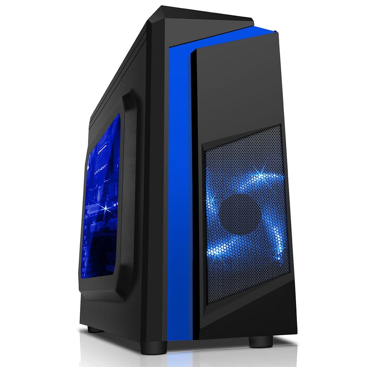 ADMI VB-7 Desktop Gaming PC: AMD Ryzen 3200G Quad Core, Asus A320M-K, 8GB 2400MHz DDR4, 1TB Hard Drive, WiFi, F3 Blue LED Case, Windows 10