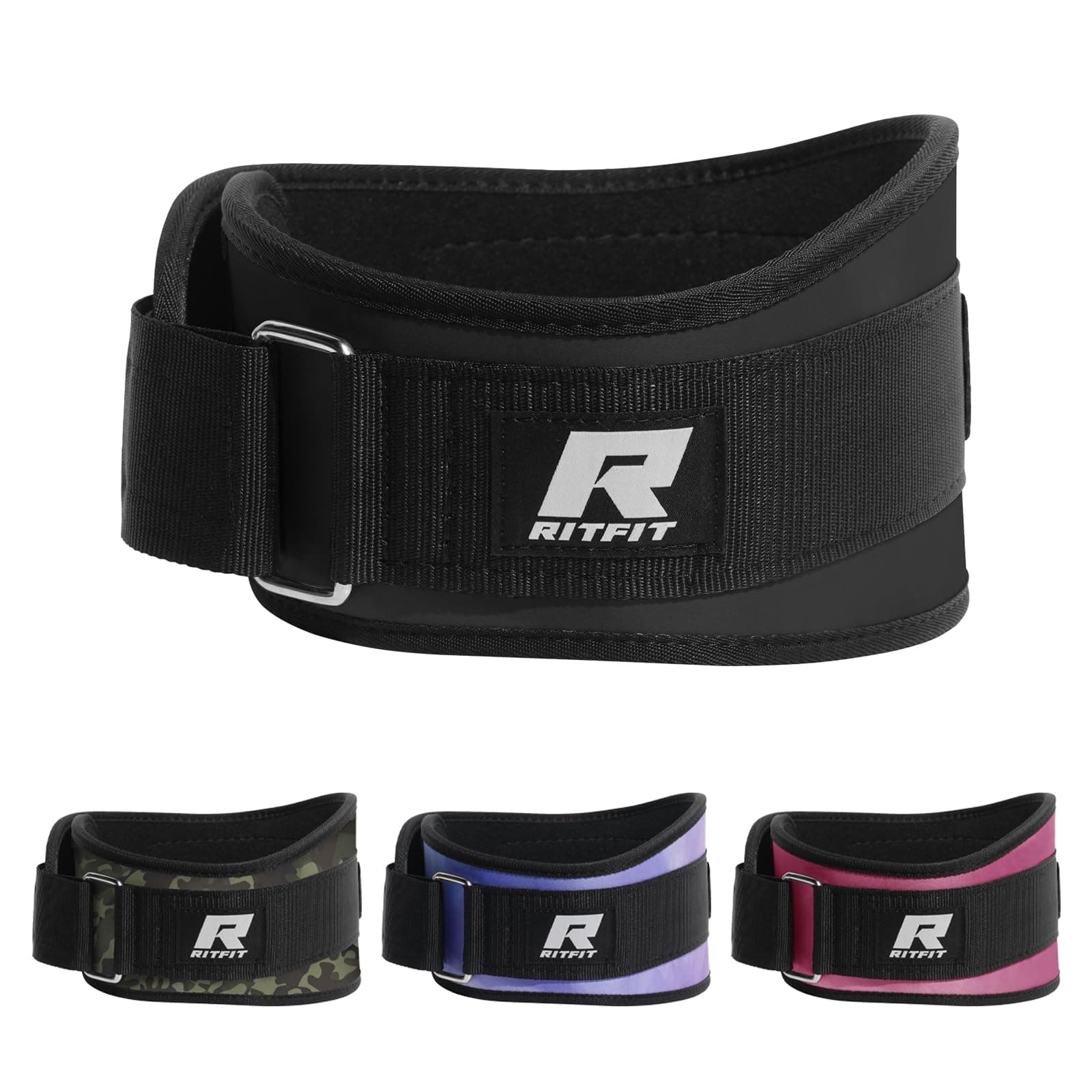 - RitFit Weight Lifting Belt - Great for Squats, Lunges, Deadlift, Thrusters - Men and Women - 6 Inch Black/Camouflage