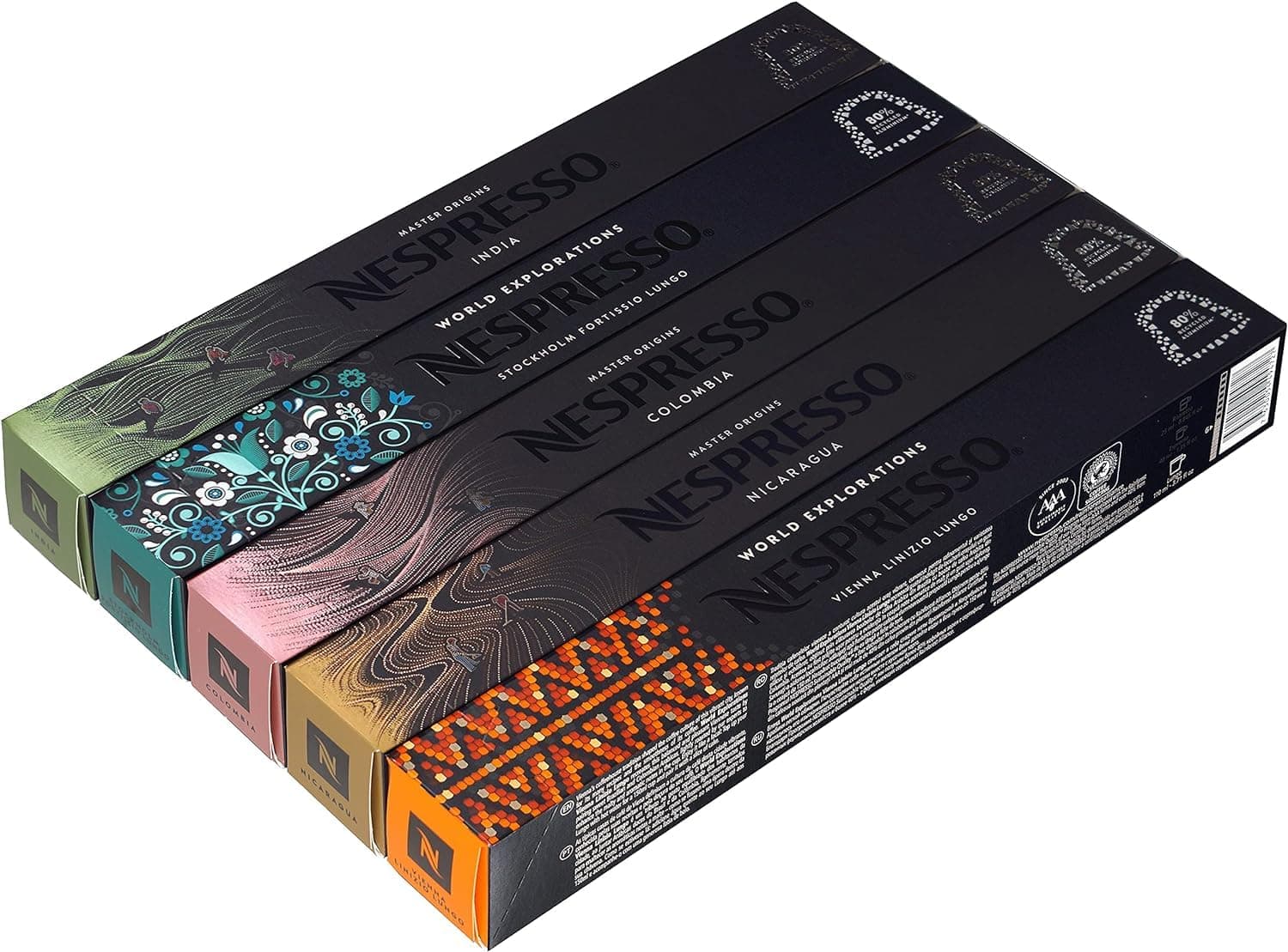 Luxury Mixed-New Linizio Lungo, Rosabaya, Dulsao, Indriya, Fortissio Lungo Nespresso Capsules (50 Count)