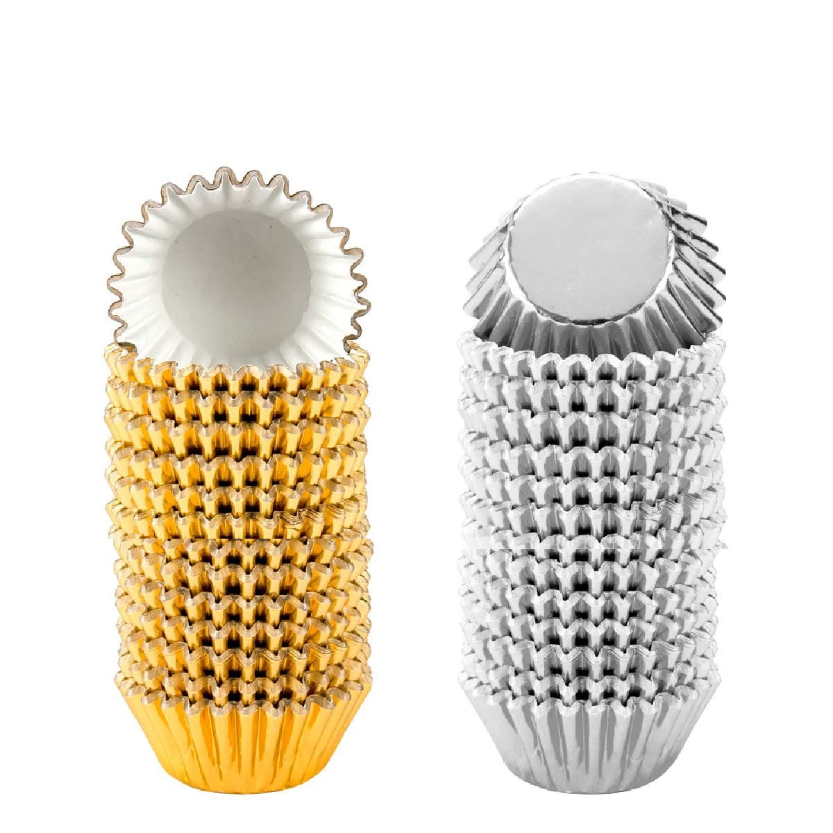 1000 PCS Cupcake Liners 1.25 inches Mini Foil Baking Cups Wrapper Muffin Cases Gold and Silver Tulip Paper Cups for Baby Shower, Birthday Party, Weddings Decorations (Silver,Gold)