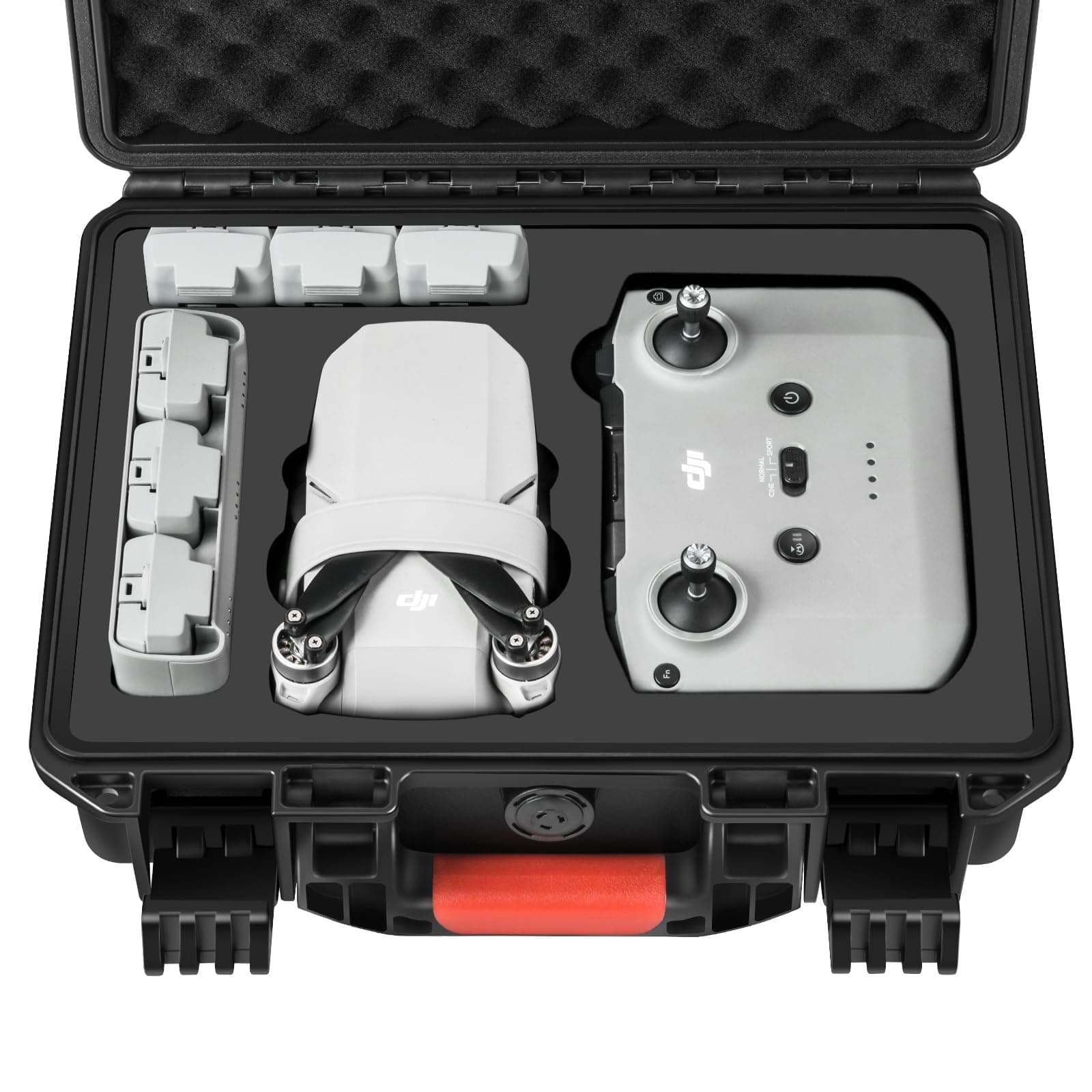 Drone Case for DJI Mini 4K: Waterproof Hard Travel Cases with Custom Foam for DJI Mini 2 /2 SE Fly Combo, Large Carrying Box for Drone, Batteries, Charger, Cable, Propeller & Accessories (Case Only)