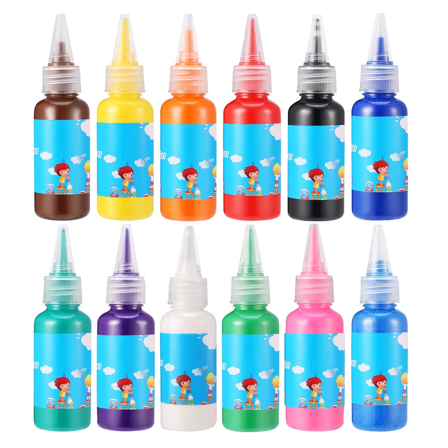 Finger Paint, Kids Finger Paint, Non Toxic Finger Paints for Toddlers 1-3, Washable Finger Paints for Toddlers, 12 Colors, 30ml Each