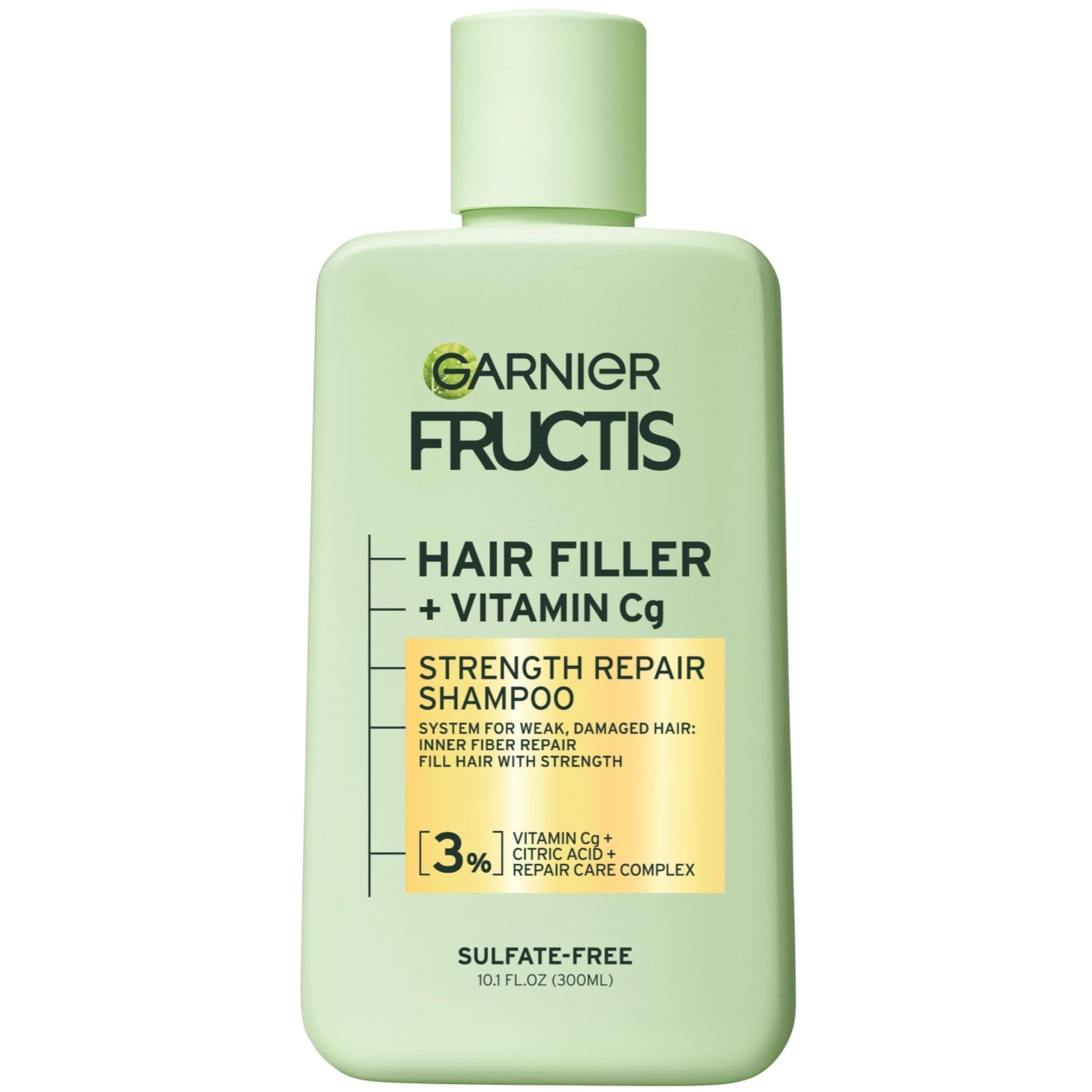 Fructis Hair Filler Strength Repair Shampoo with Vitamin Cg, Sulfate Free Shampoo for Weak, Damaged Hair, 10.1 Fl Oz, 1 Count