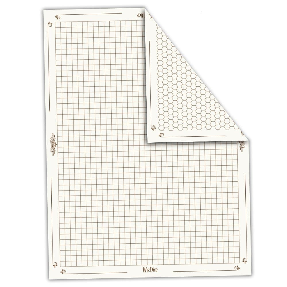 Wiz Dice 48" x 36" Reversible Vinyl Gaming Mat | Role Playing Games Grand Campaigner | 1 Squares & Hexes for Tabletop RPG Gaming Miniatures