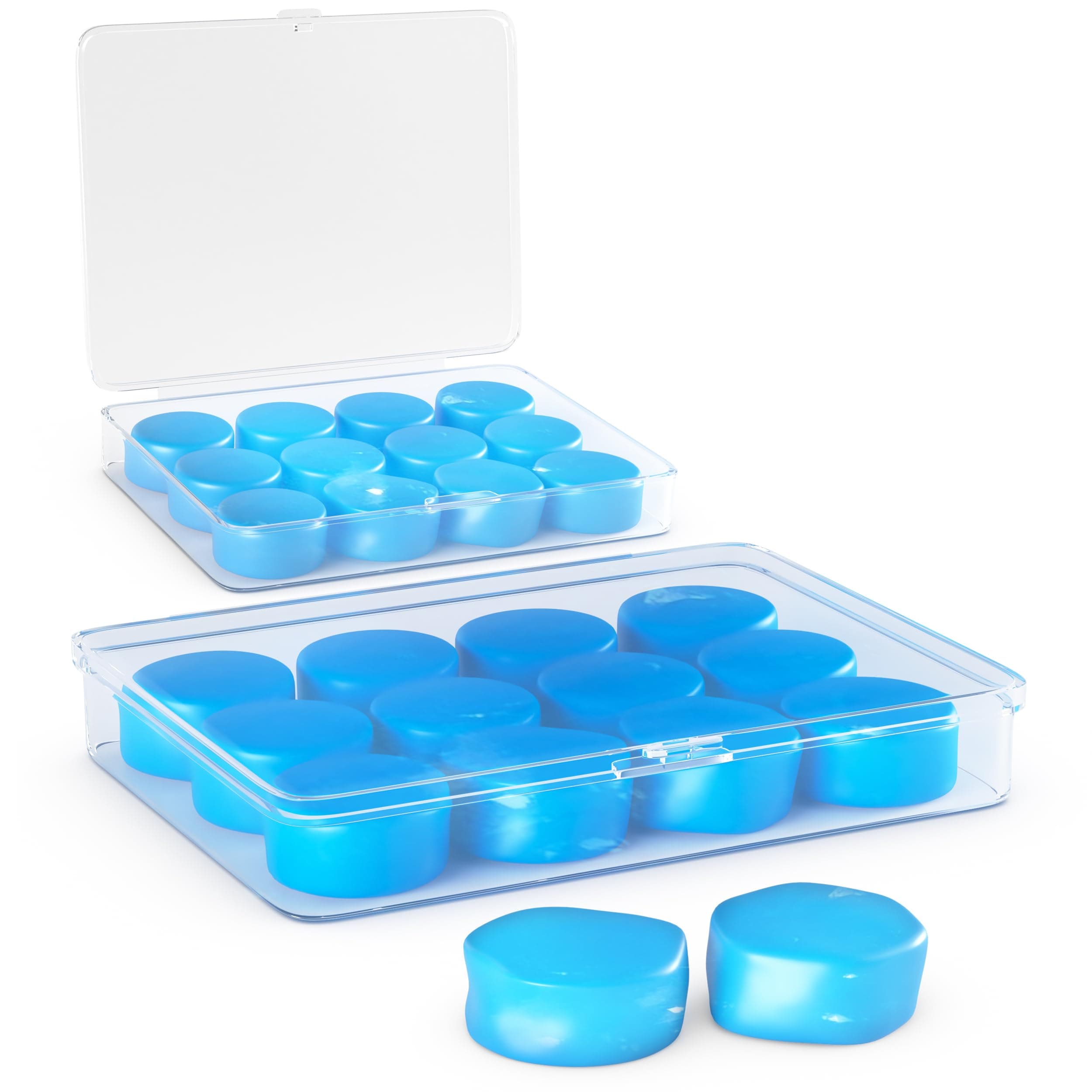 12 Pair Moldable Earplugs Silicone - Small Wax Ear Plugs for Sleeping Noise Cancelling Sound Blocking Snoring in 2 Plastic Cases - Gel Ear Plugs for Swimming Pool Waterproof Kids Women Swimmer Water