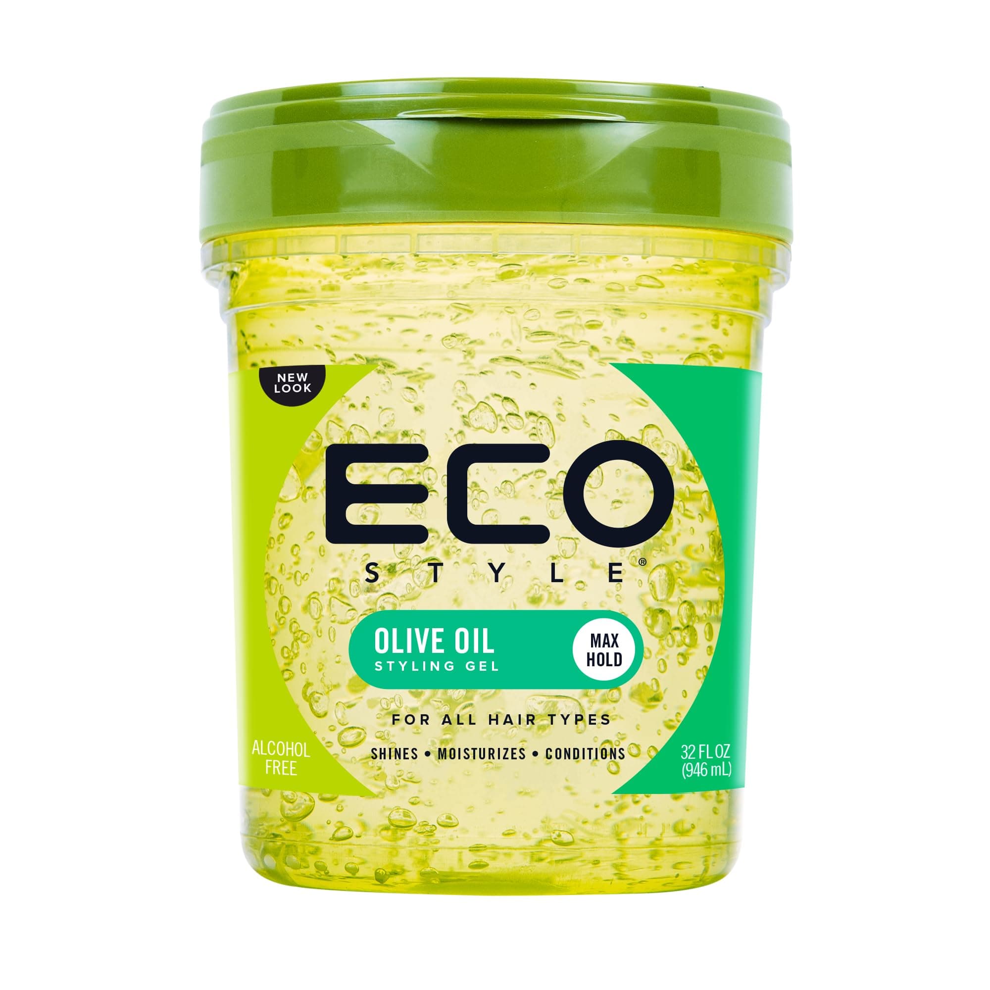 Ecoco Eco Style Gel Olive Oil - 100 Pure Olive Oil - Adds Shine And Tames Split Ends - Weightless Style - Nourishes And Repairs - Adds Moisture To The Scalp - Superior Hold - Healthy Shine - 32 Oz.