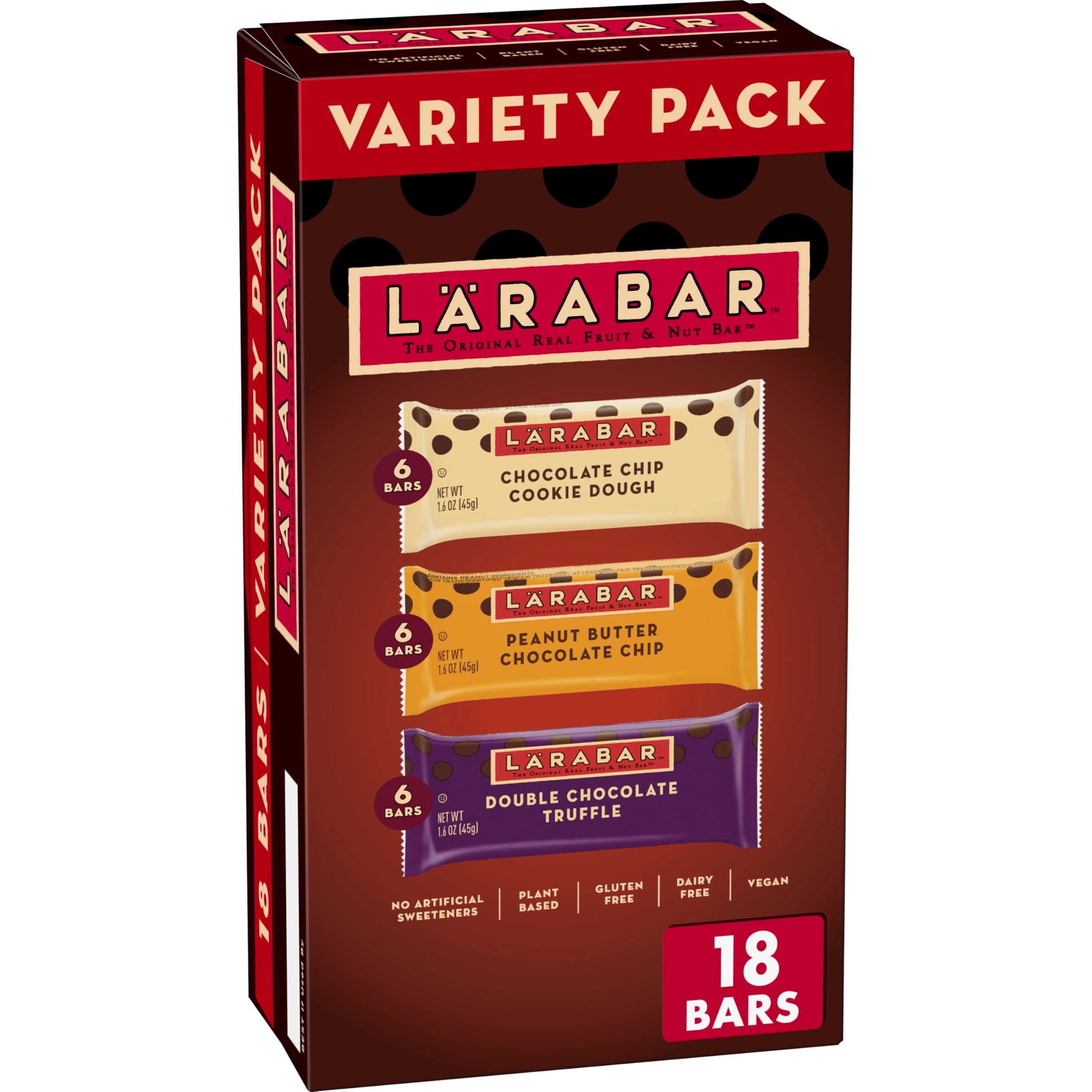 - Larabar Chocolate Variety Pack, Fruit and Nut Bars, Gluten Free and Vegan, 28.8 oz, 18 Ct
