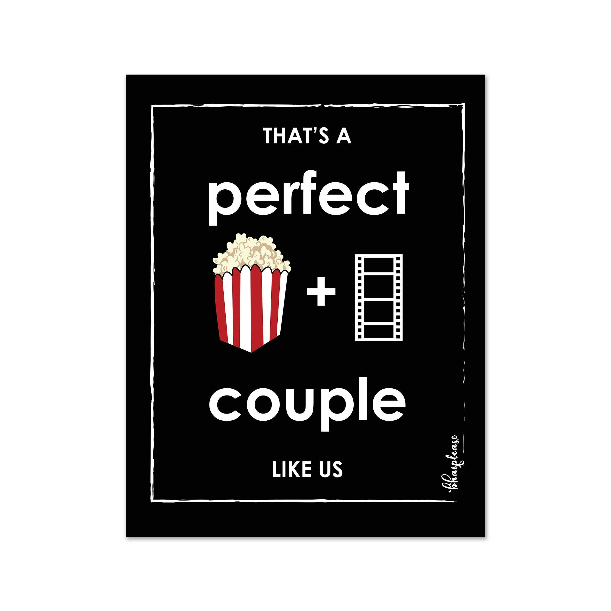 Bhai Please Perfect Couple (Popcorn + Movie) Wooden Fridge Magnet (Pack of 1 pc) Size:4x3 inches- Funny, Motivational, Inspirational Quotes Gift and Decoration