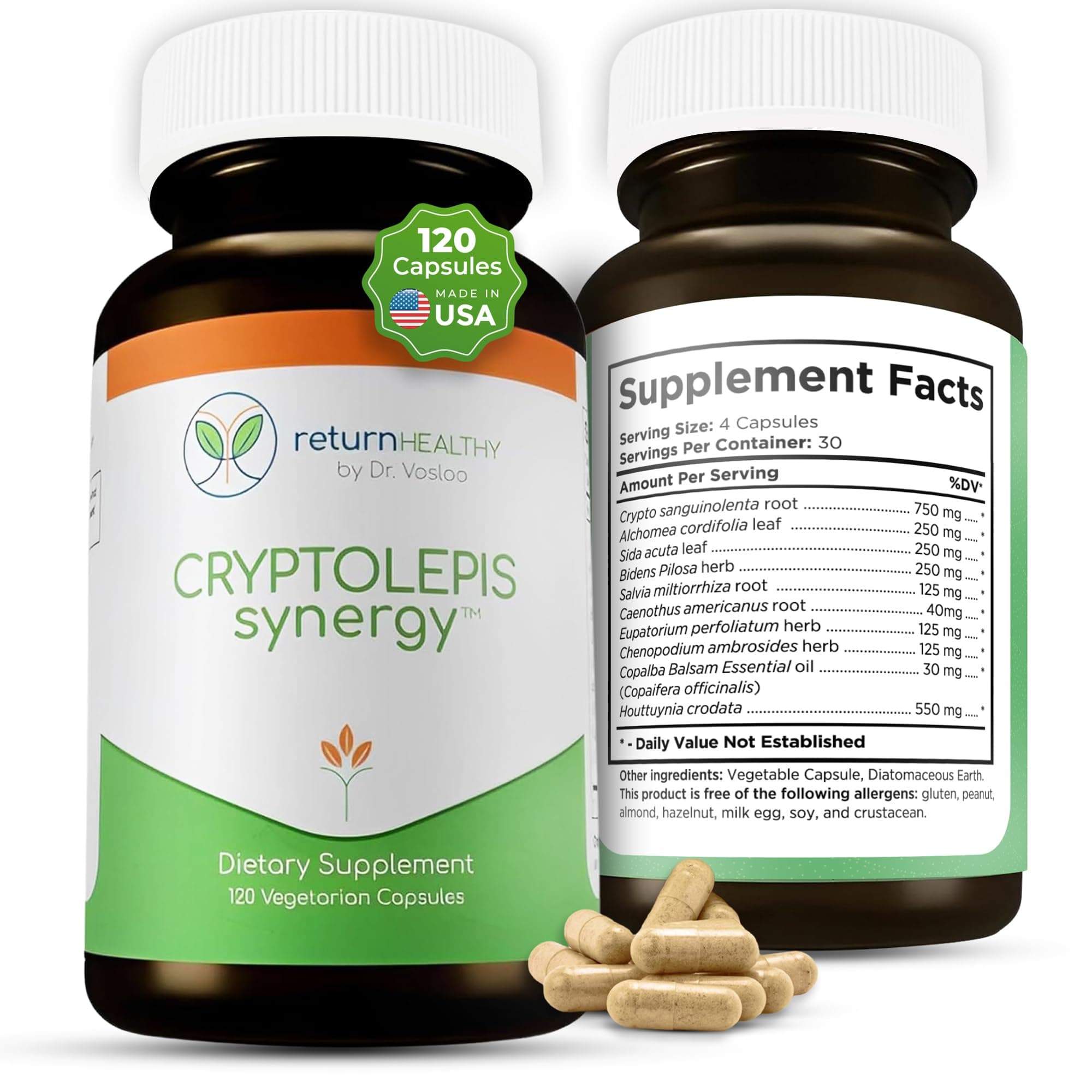 Cryptolepis Synergy, Immune Support Vitamins, Immune System Booster for Adults, Liver, Lymphatic, & Immune Support Supplement, Supports Lyme & Natural Parasite Defense, 120 Capsules