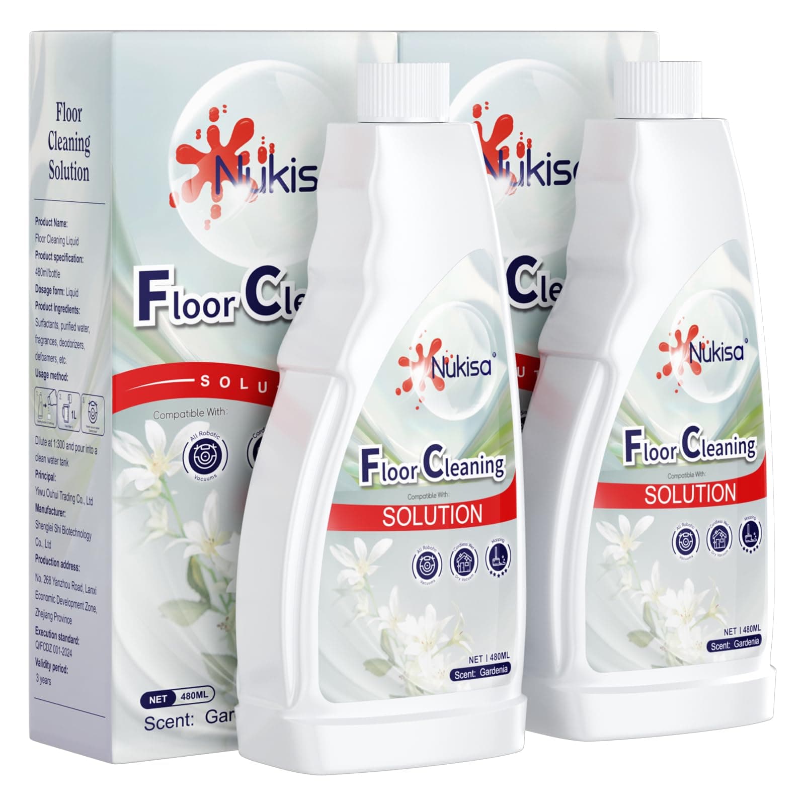 Gardenia Scent Floor Cleaning Solution Compatible With Roborock Robot Vacuum And Mop Cleaner, Deep Cleans For Multiple Hard Floors, Suitable With All Robot Vacuums With Mopping (2)