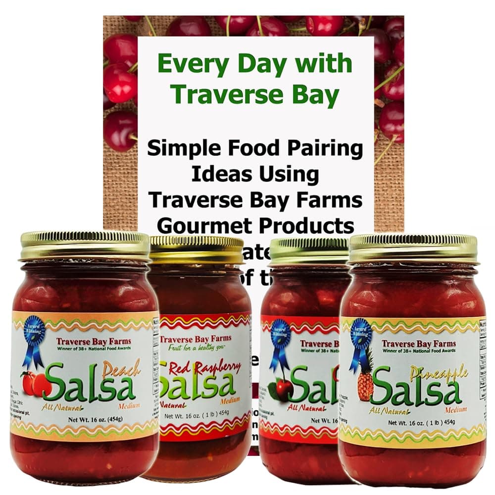 Traverse Bay FarmsNationally Award-Winning Salsa (Fruit Sampler 4 Jars with Book)