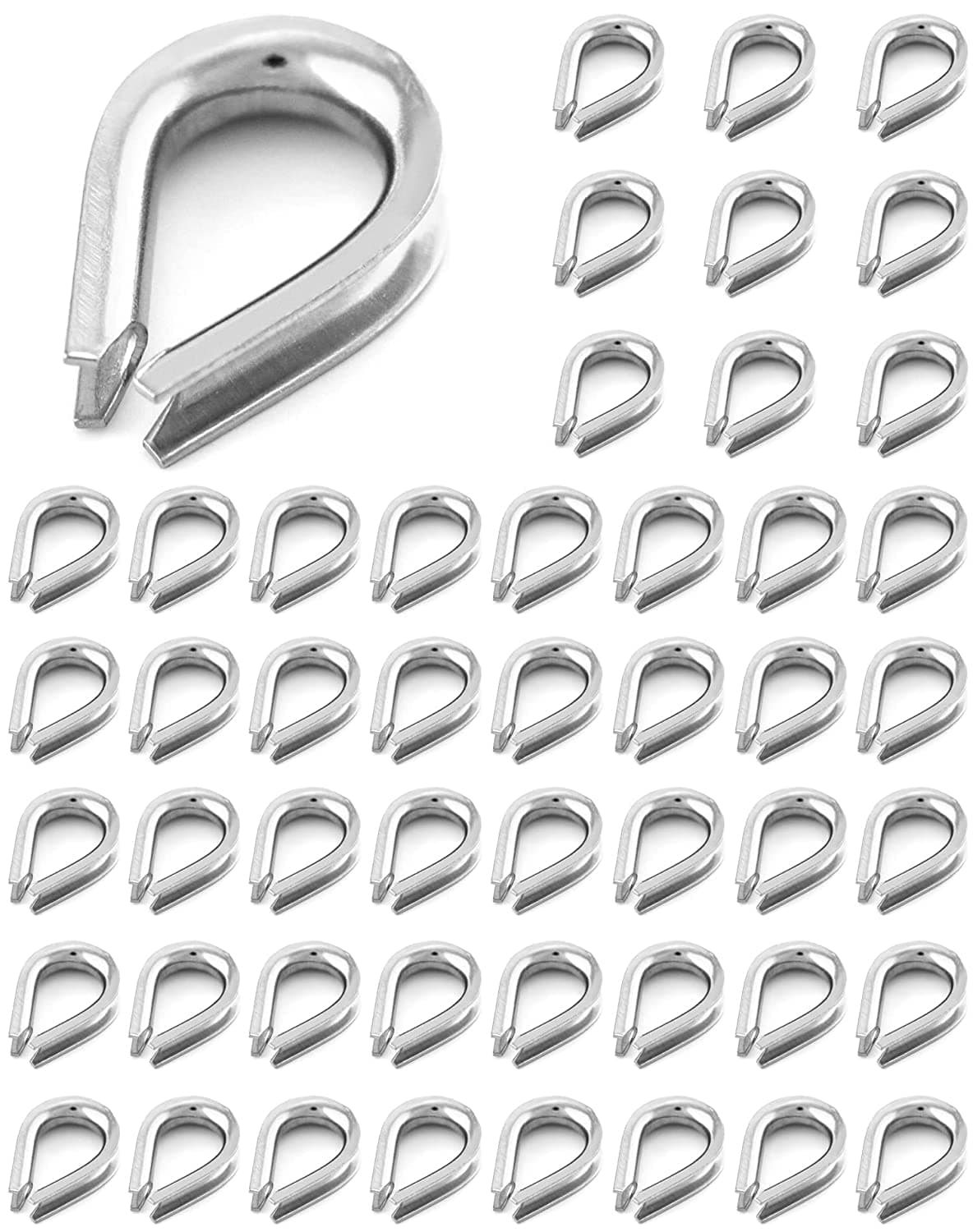 YAMASO50pcs 3/16" M5 Stainless Steel Thimble for Diameter Wire Rope Cable Thimbles Rigging