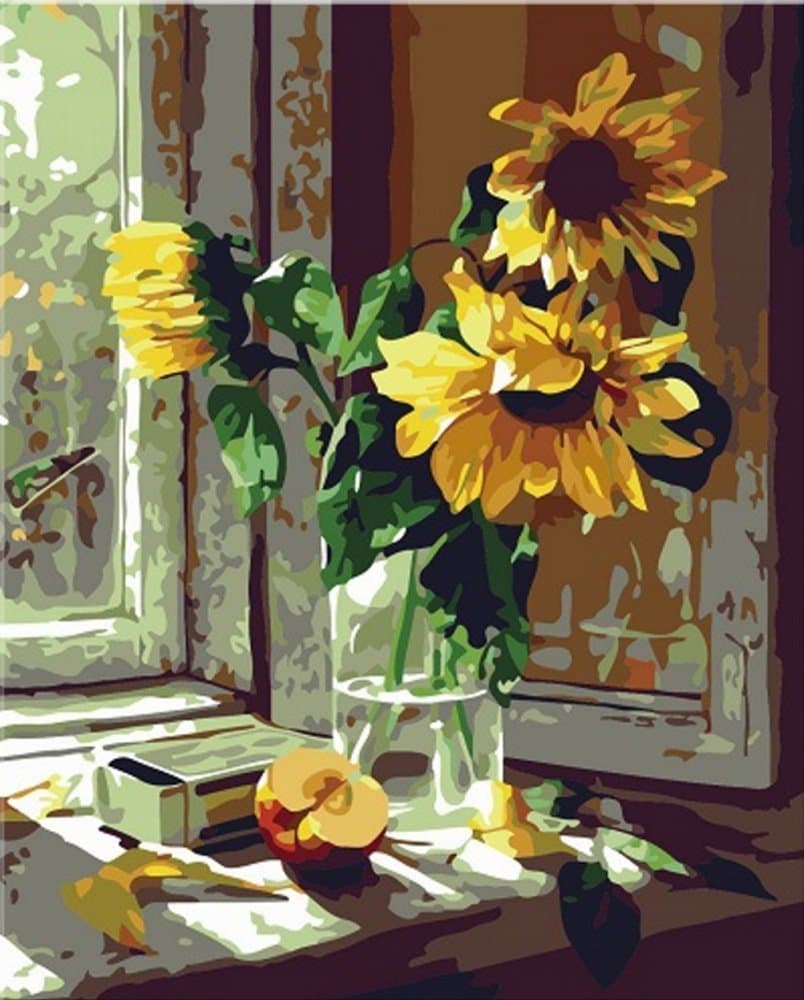 Colour Talk DIY Oil Painting, Paint Number Kit Warm Sunflower 16 x 20 Inch,Acrylic, Multicolor