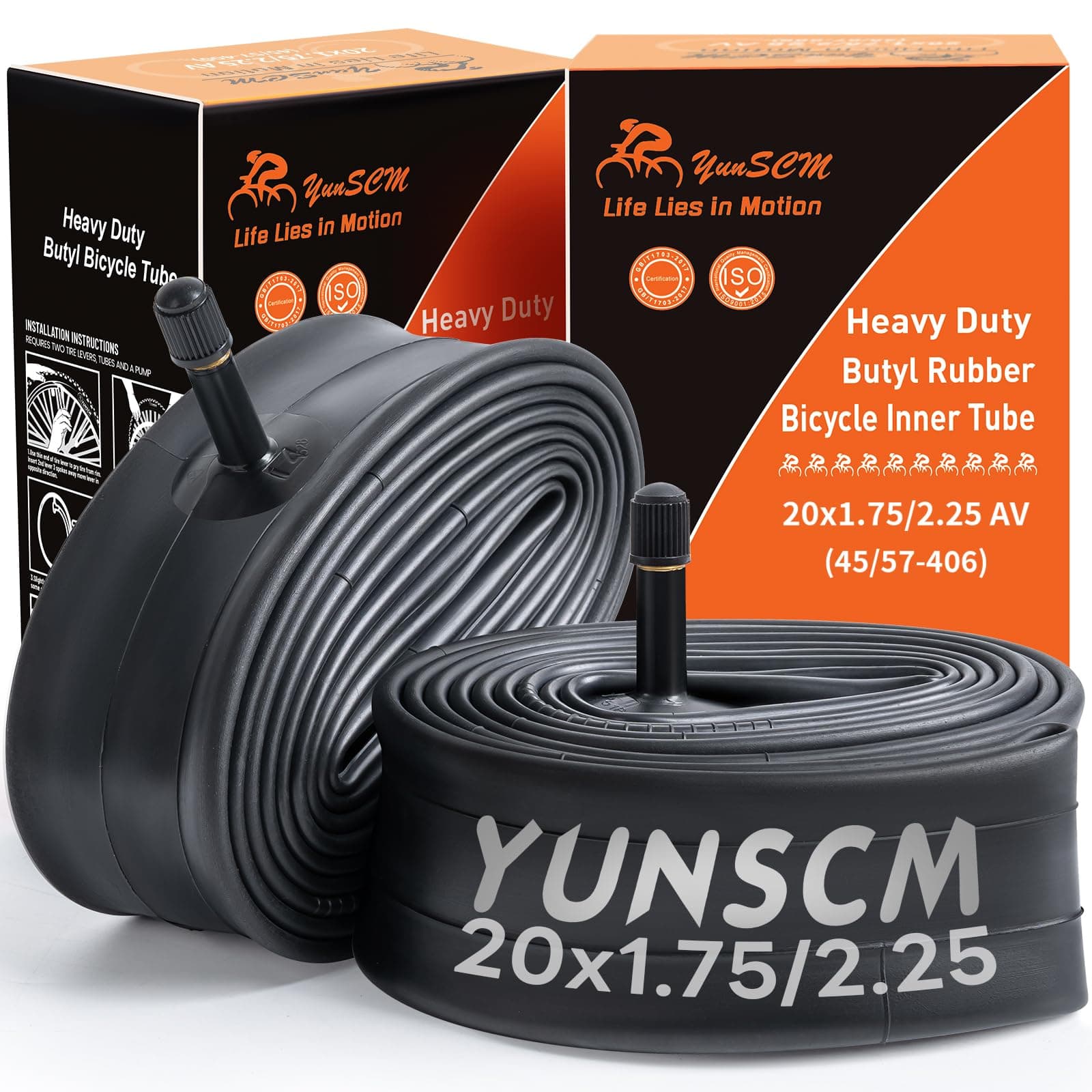 2-PCS 20" Heavy Duty Bike Tubes 20X1.75/1.95/2.125/2.25 Schrader Valve (45/57-406) 20" Bicycle Tubes Compatible with 20 X 1.75 20 X 1.95 20X2.0 20 X 2.125 20X2.20 20X2.25 Bike Tire Tubes