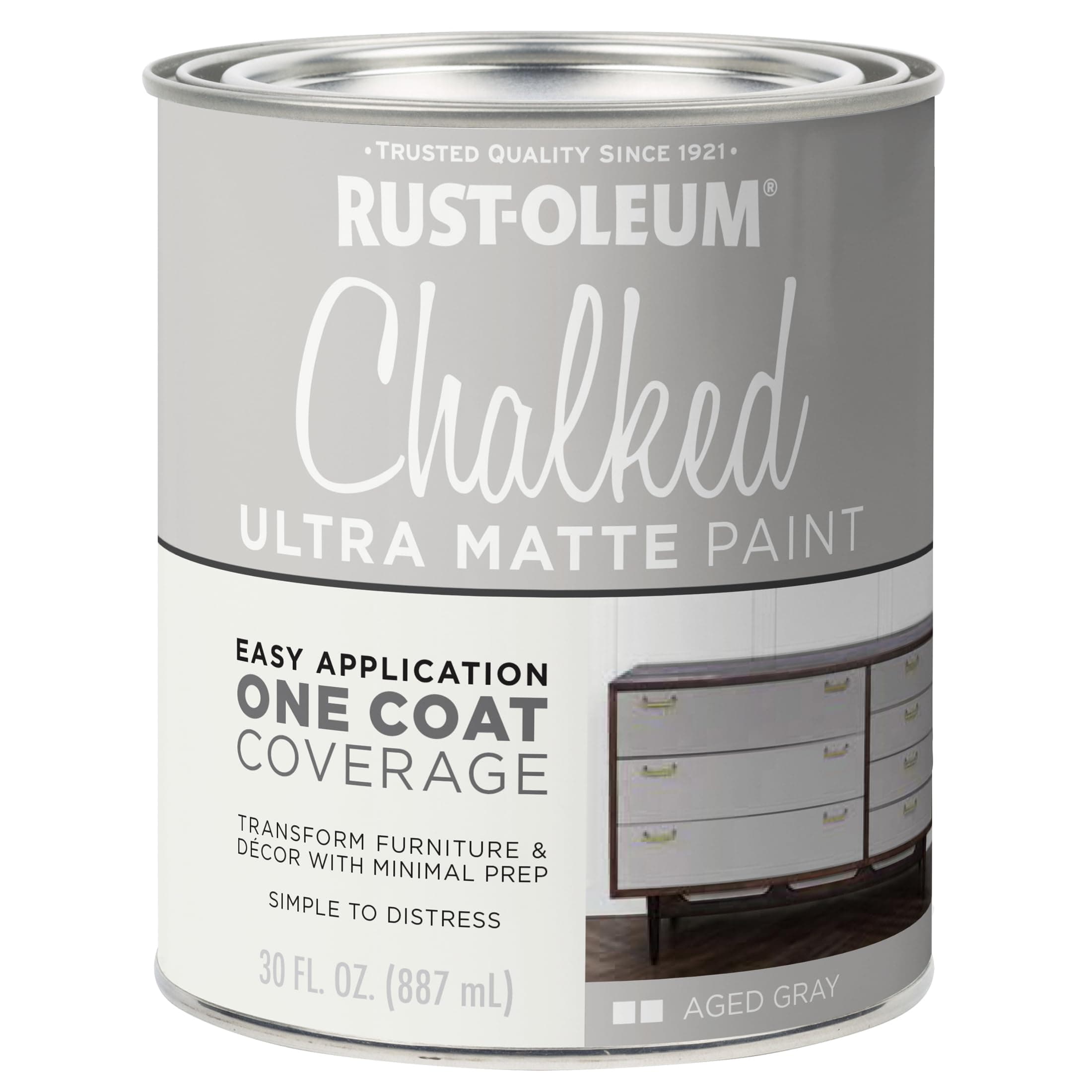 Rust-Oleum, Aged Gray 285143 Ultra Matte Interior Chalked Paint 30 oz, 30oz Can