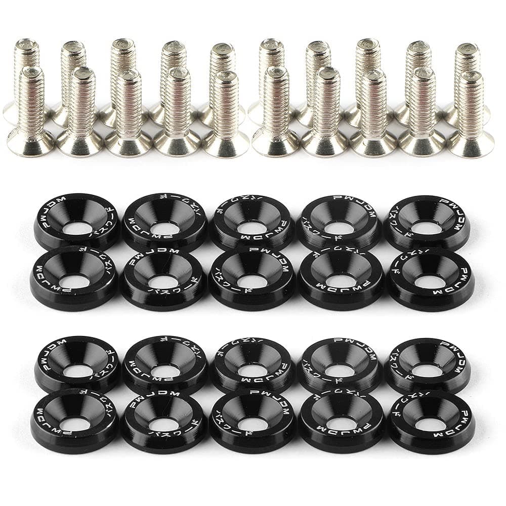 20Pcs/Set Bumper Fender Washers Engine Bay Dress Up Bolts Fasteners M6 JDM Fender Washer Kit-Black