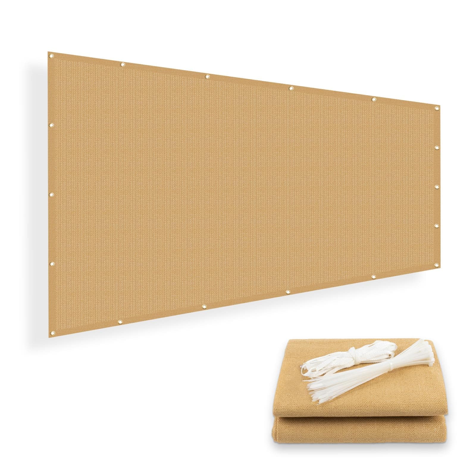 SUNNY GUARDShade Cloth 4/6/8/10/12 FT Sun Shade Screen Fabric Shade Cover Tarp with Grommets for Pergola Backyard Garden, Sand