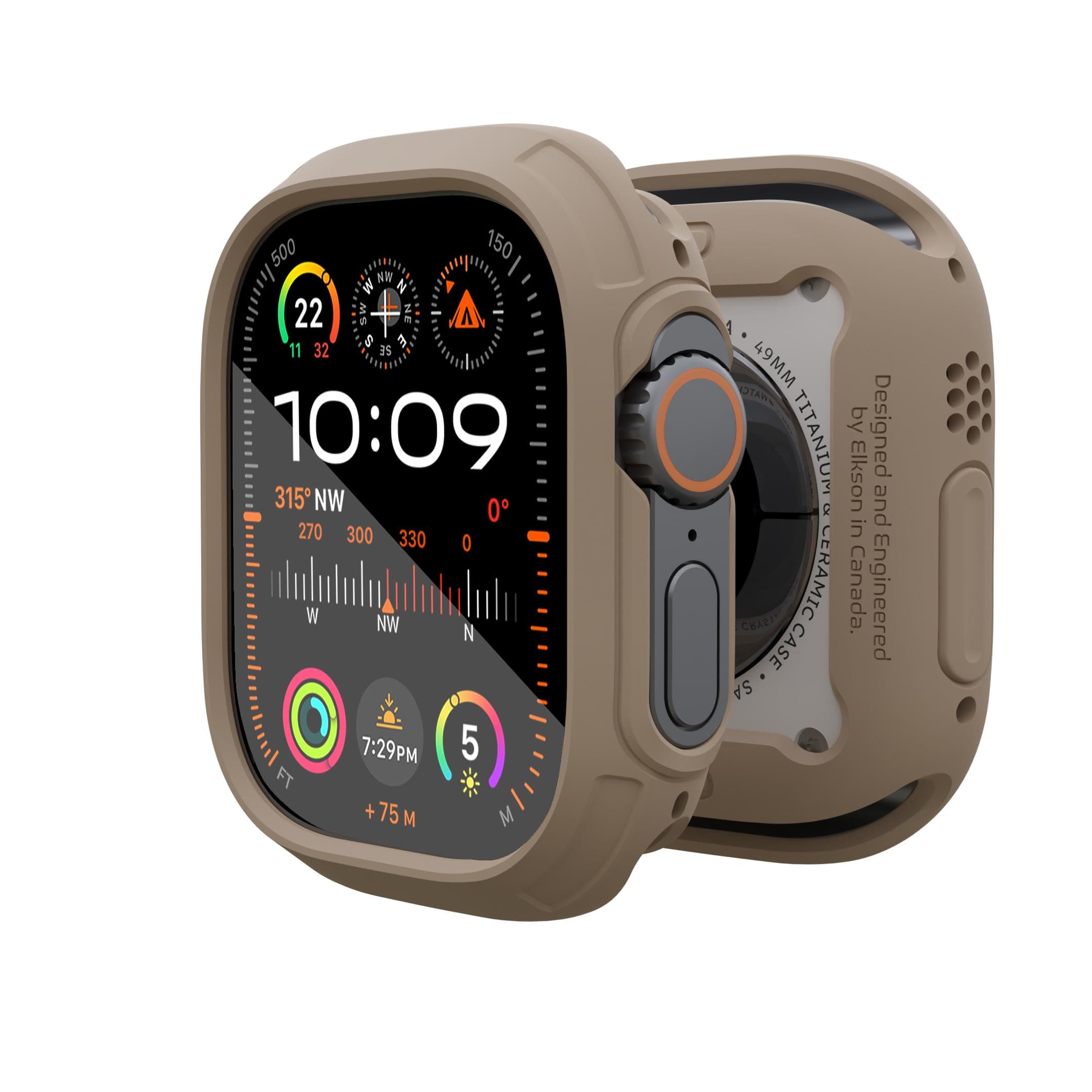 Made for Apple Watch Ultra 3/2/1 Bumper Case 49mm Screen Protector Tempered Glass, Quattro Max Series Rugged for iWatch, Military Grade Durable Protective Cover, Flexible Shock Proof, Tan