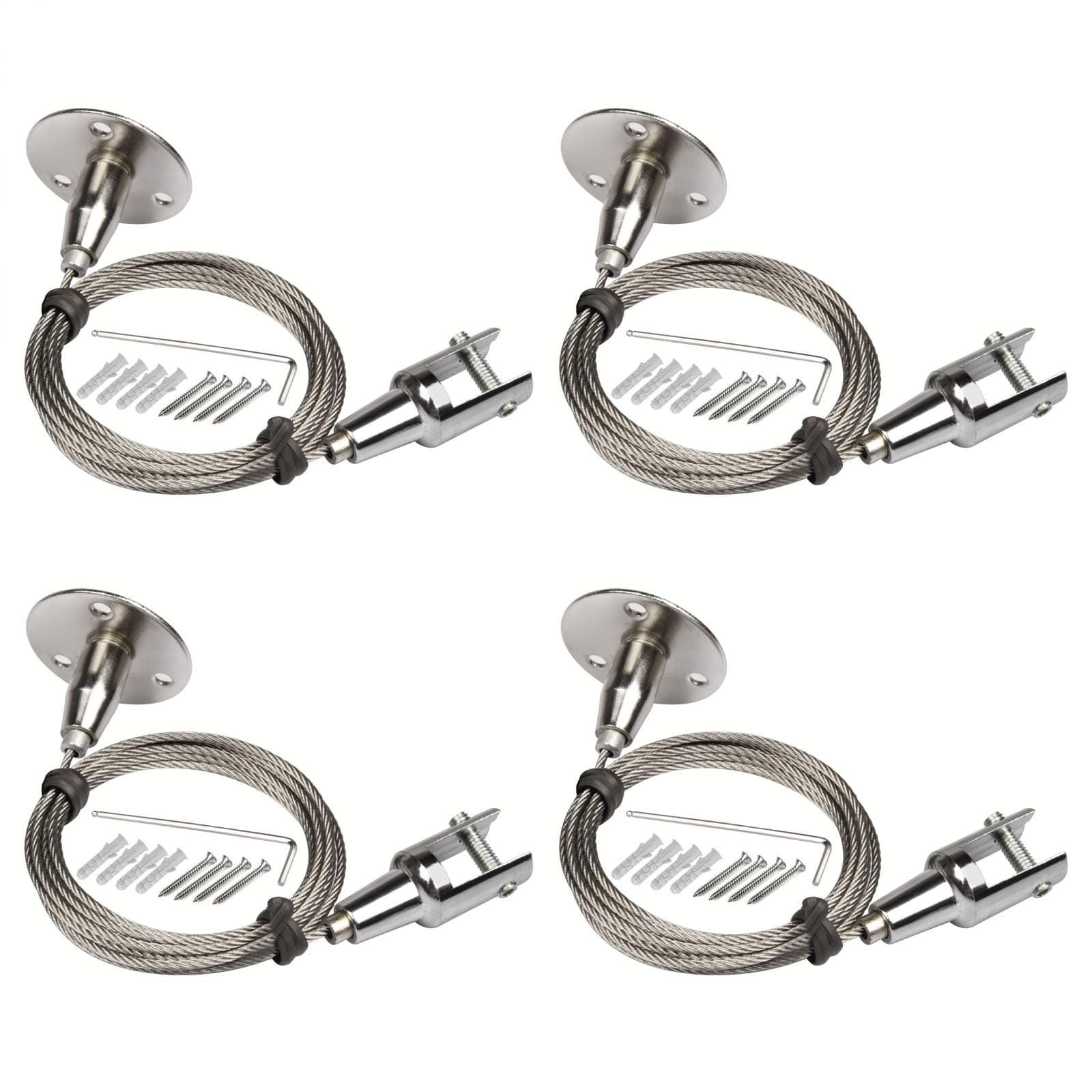 4Pcs 2mm x 6.5 ft Ceiling Sign Hanger Advertising Glass Arcylic Board Display Metal Clamp Picture LED Panel Light Hanging Suspension Cables Hangers Hardware Stainless Steel Wire,Supports 66 lb