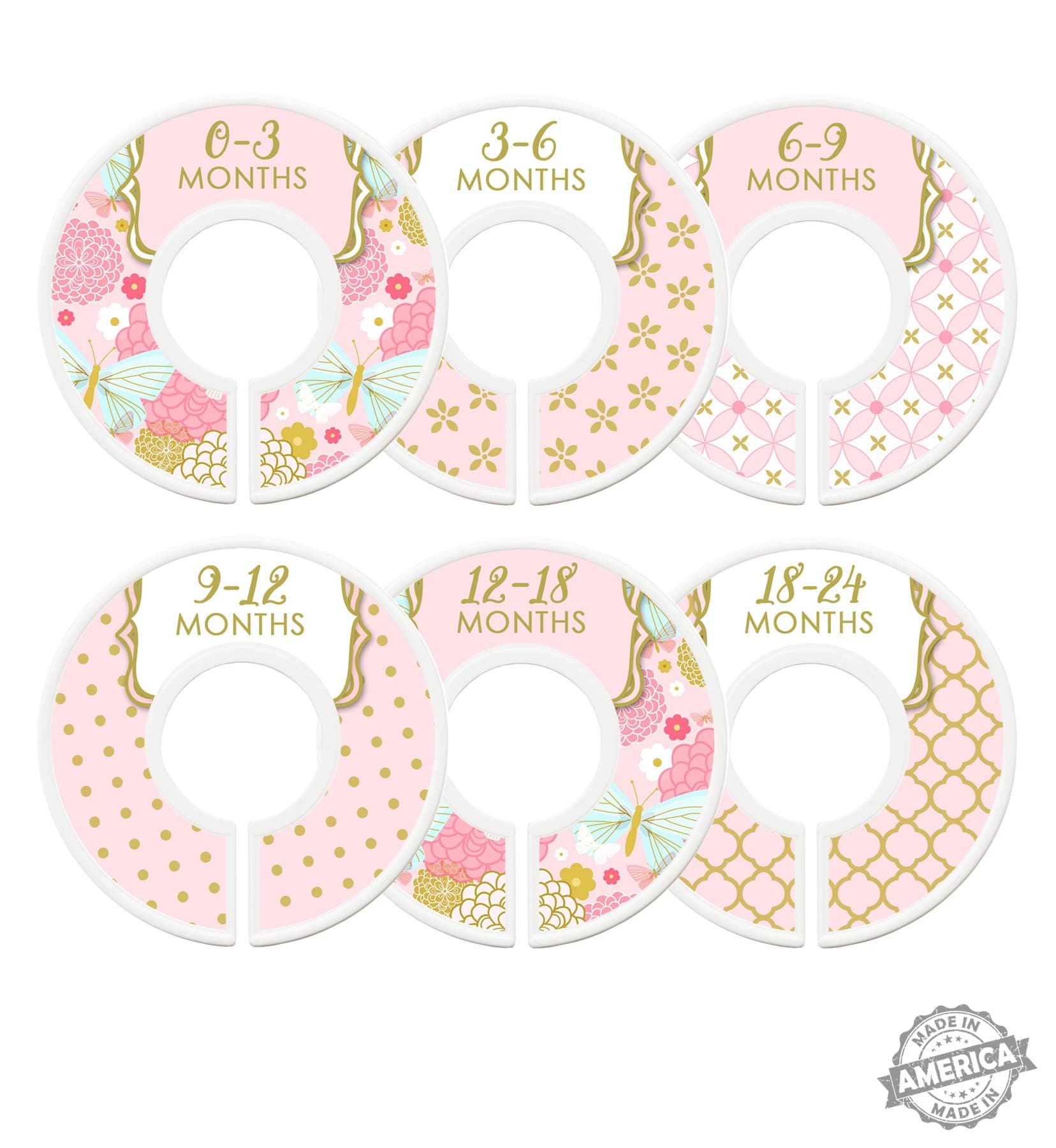 Modish LabelsBaby Nursery Closet Dividers, Closet Organizers, Nursery Decor, Baby Girl, Pink, Gold, Confetti, Floral, Flowers