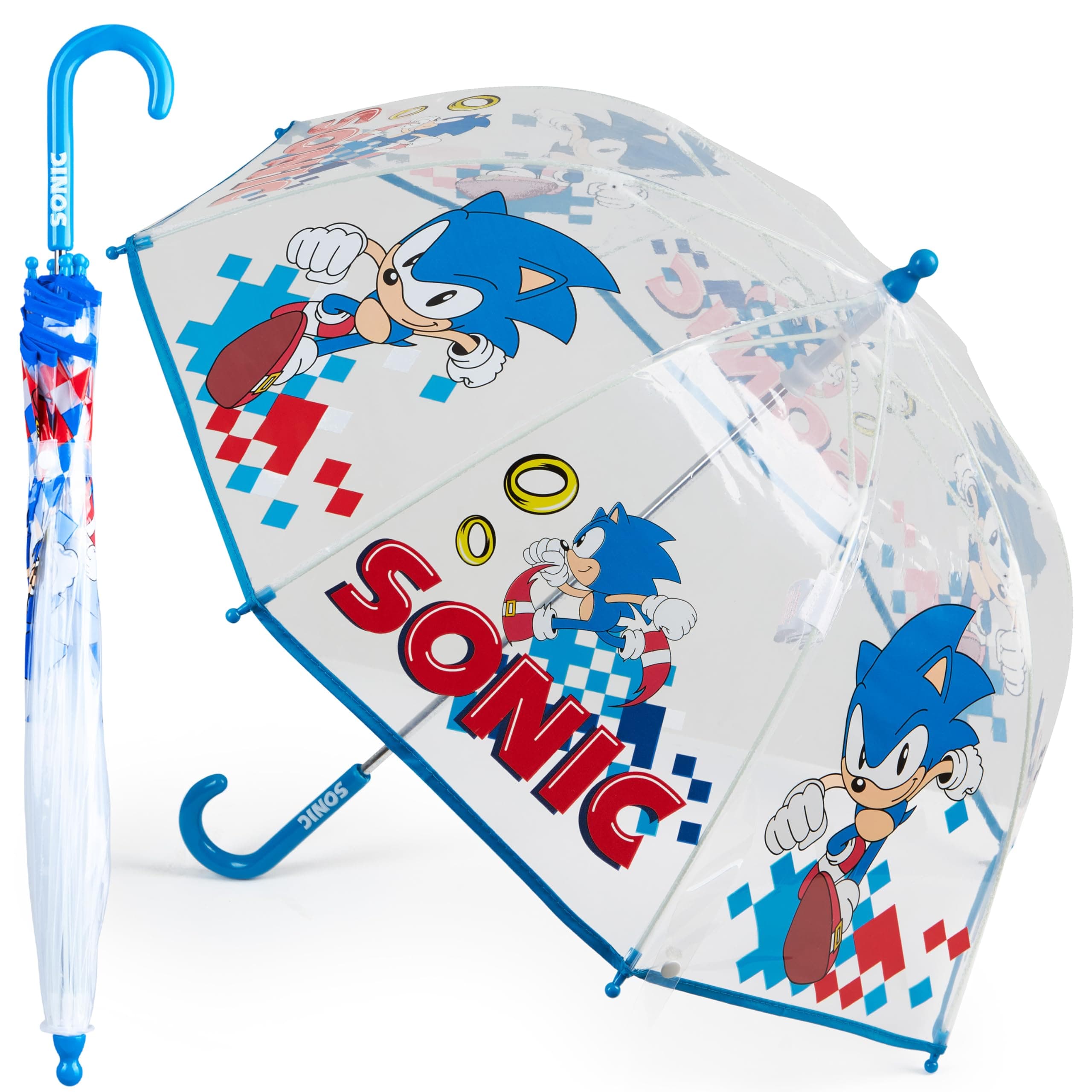 Clear Umbrella for Boys - Folding Dome Birdcage Umbrella Kids - Lightweight Travel