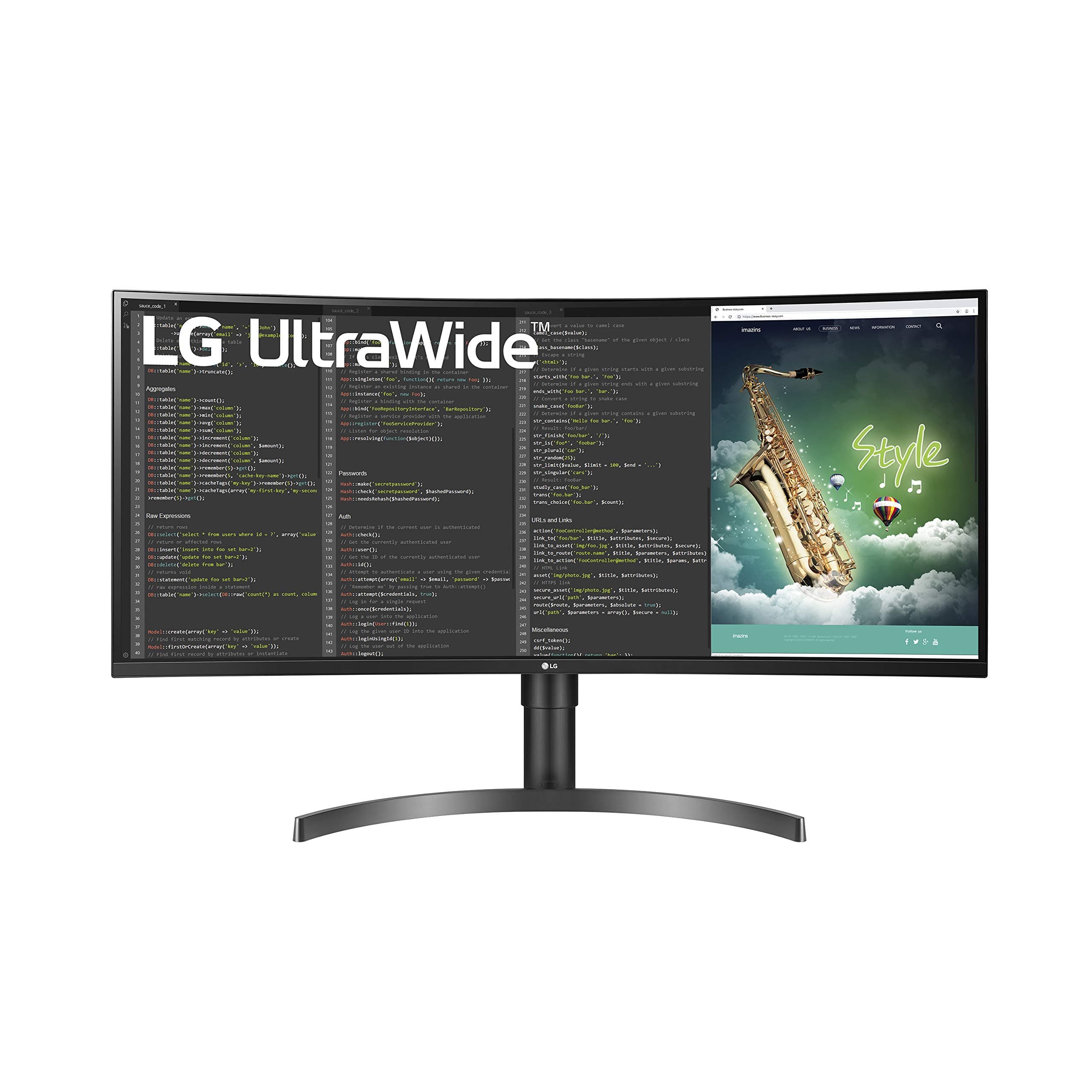 34" Curved UltraWide™ WQHD Monitor (3440 x 1440 Pixel) HDR 10, Color Calibrated sRGB 99%, Inbuilt MaxxAudio Speaker (7W x 2), Height Tilt Adjust Stand, Display Port, Audio Out - 35WN75C