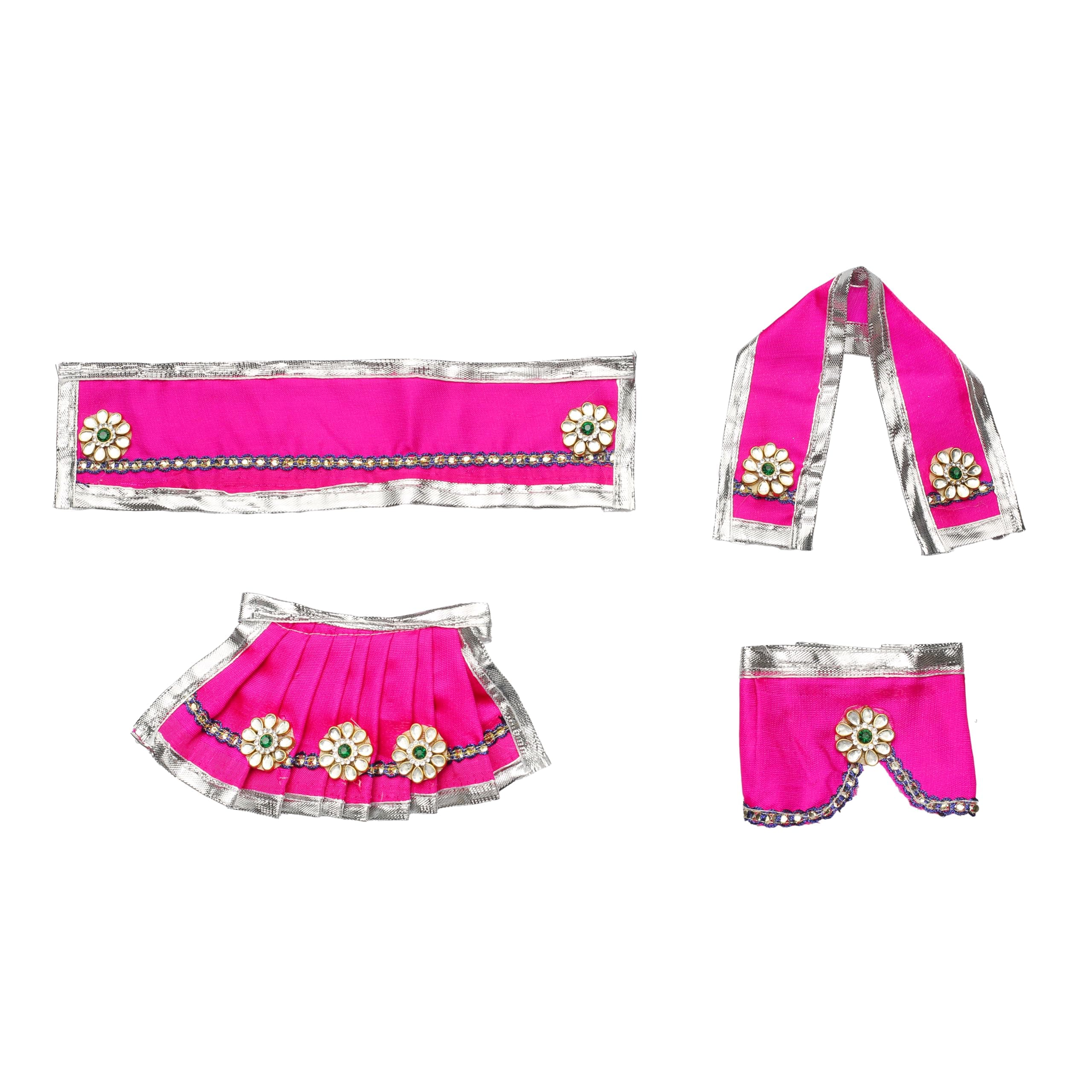 Pink Laxmi Ganesh Dress poshak vastra Cloth Lehenga Chunari Dhoti Puja Item samgari Radha Krishna Dress Poshak for Laxmi Ganesh Durga Devi Statue Idol Statues Pooja Decor Festival Holi Decorations