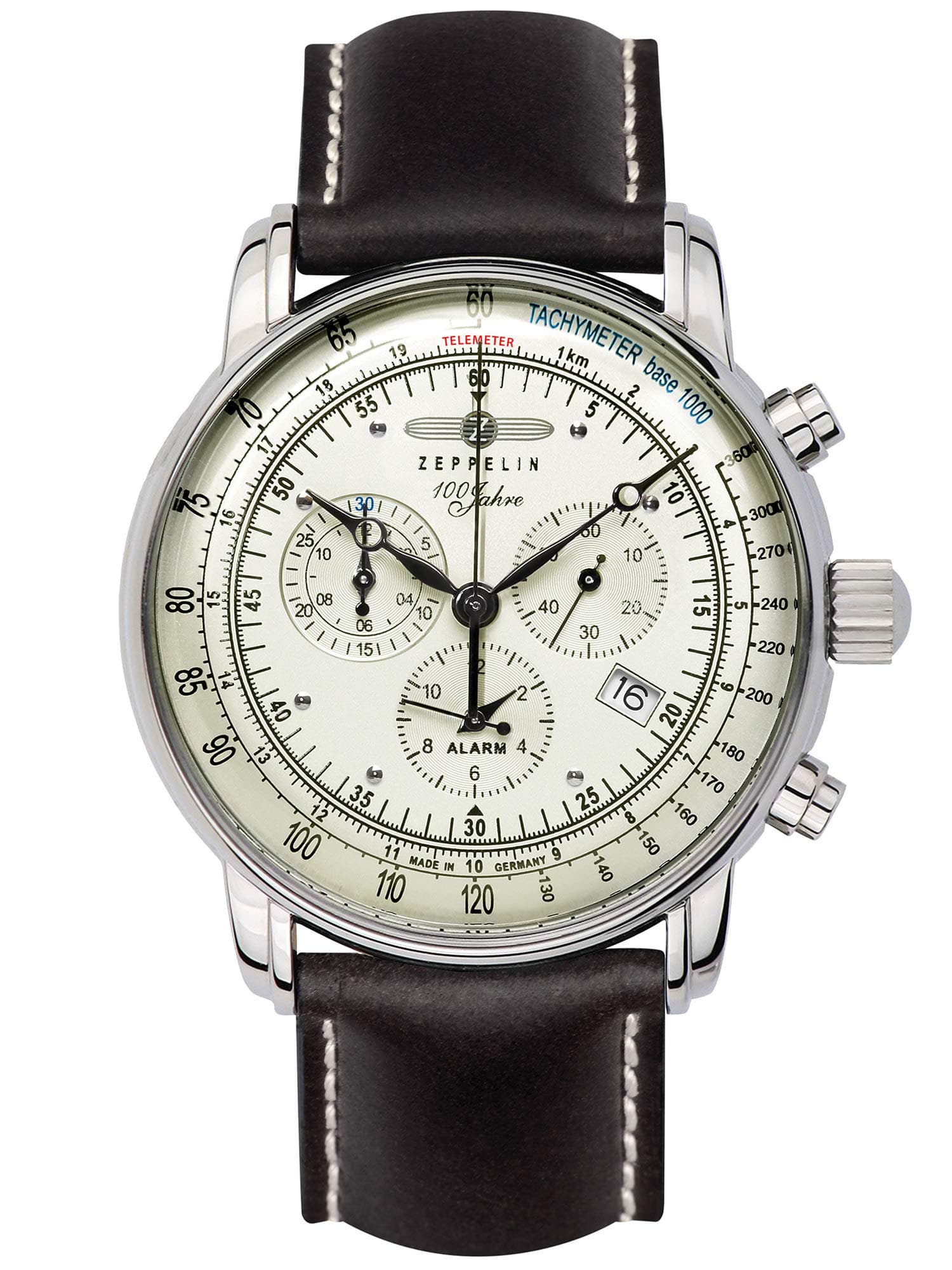 Uhr 100 Jahre Chronograph Alarm Leuchtblatt 8680