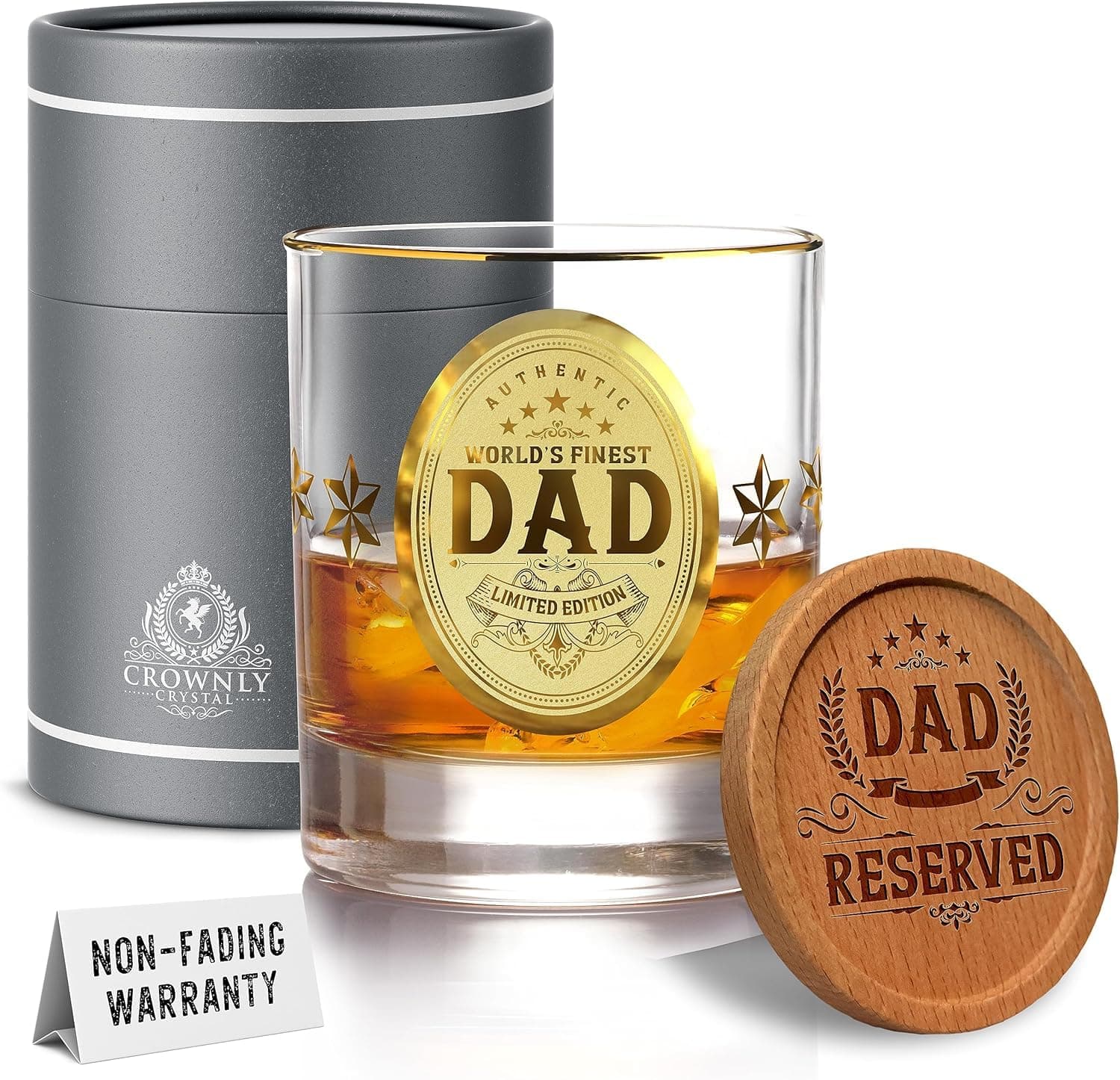 Personalised Whiskey Glass for Dad – Gold Birthday Gift from Daughter or Son – Best Dad Ever