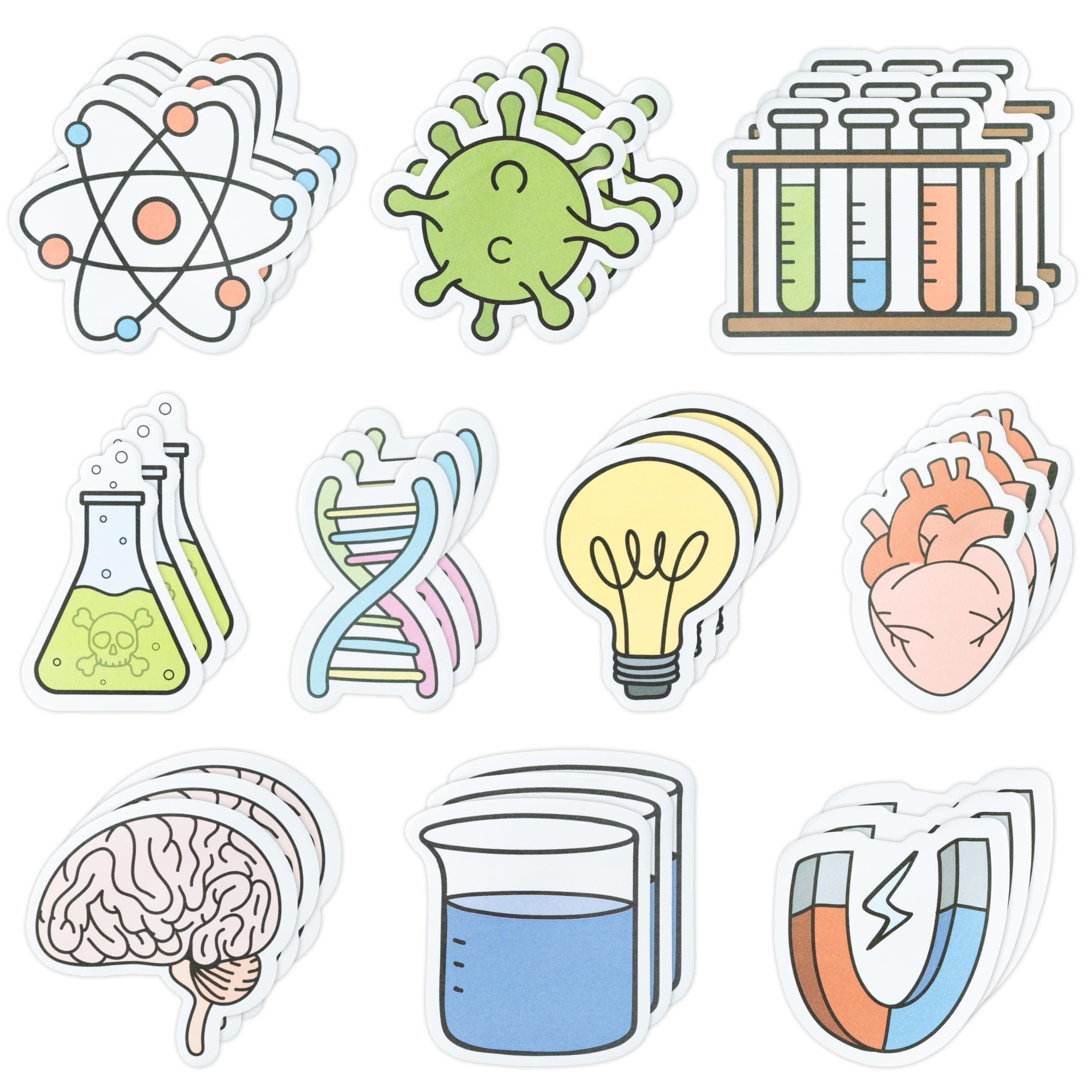 Funny Science Sticky Notes - 30PCS Fun Labs Light Bulb Virus Self-Stick Notepads 600 Sheets Writing Memo Pads for Kids Students Teacher Gifts Science Week Classroom Prizes Party Favor