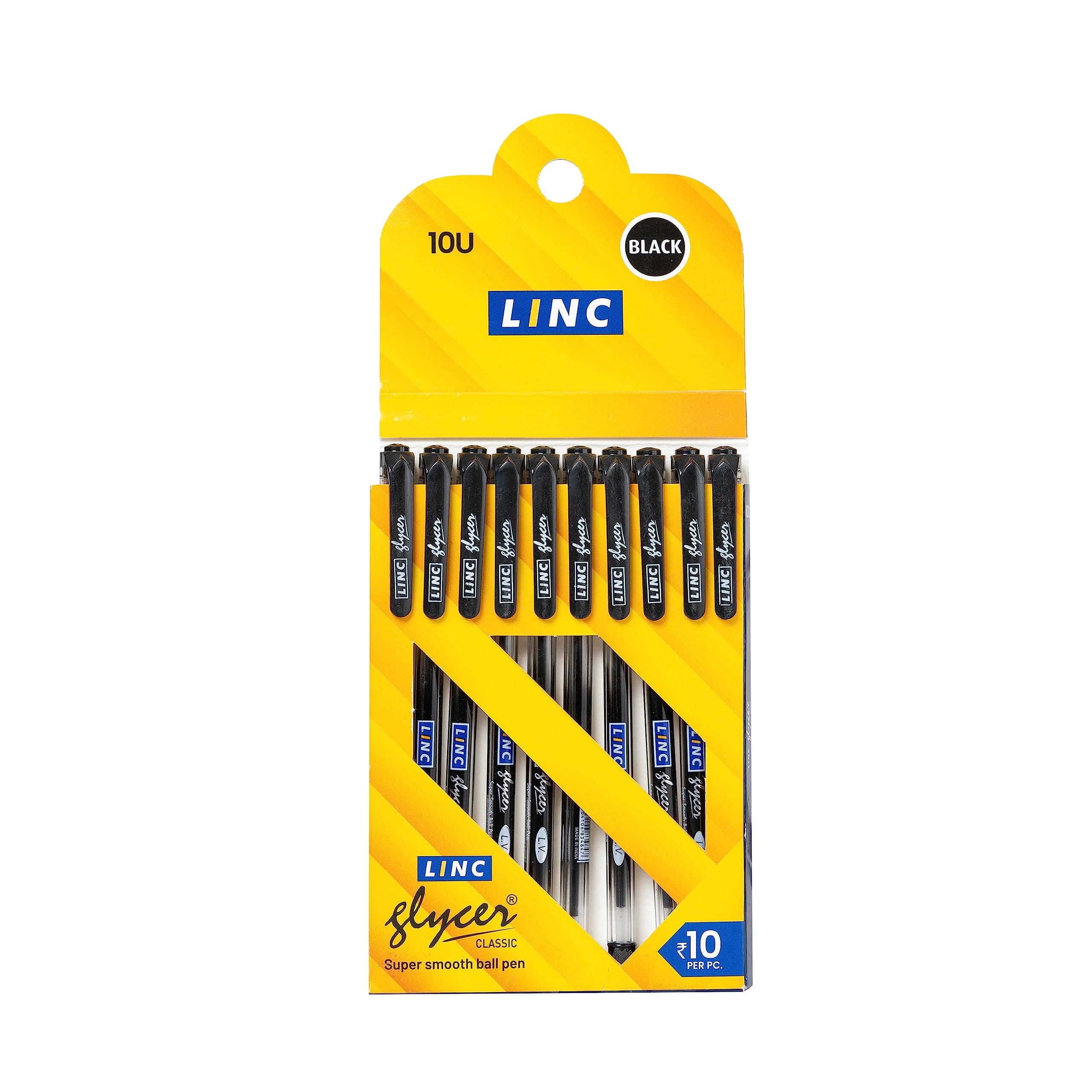 Linc 0.6 mm Glycer Smooth Ball Pen | Black Ink | Set of 10