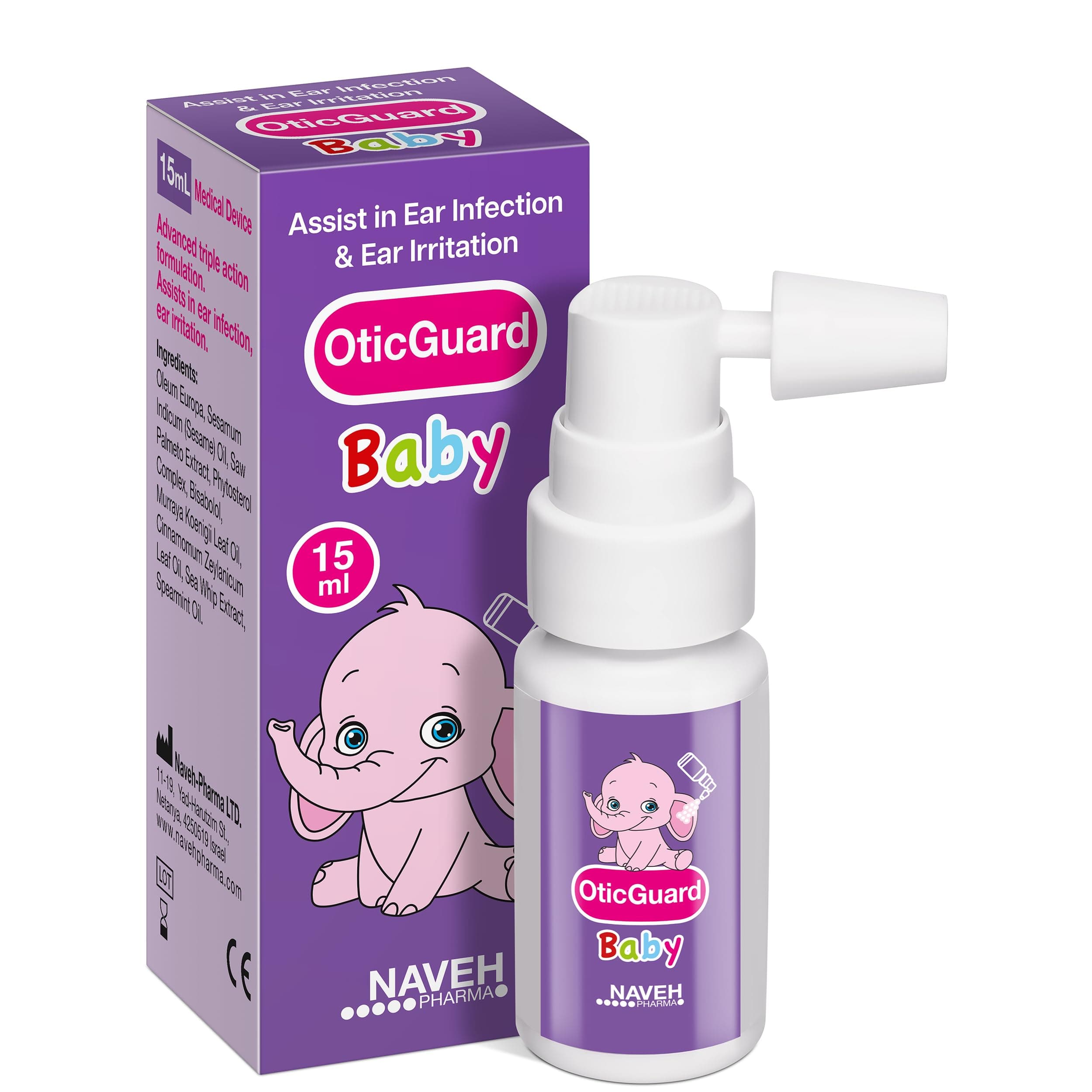 NAVEH PHARMA Otic Guard Baby Ear Drops – Natural Ear Oil for Ear Wax Removal & Infection Relief – Gentle Ear Cleaner for Babies, Toddlers & Kids – Soothes Itchy Ears & Swimmer’s Ear
