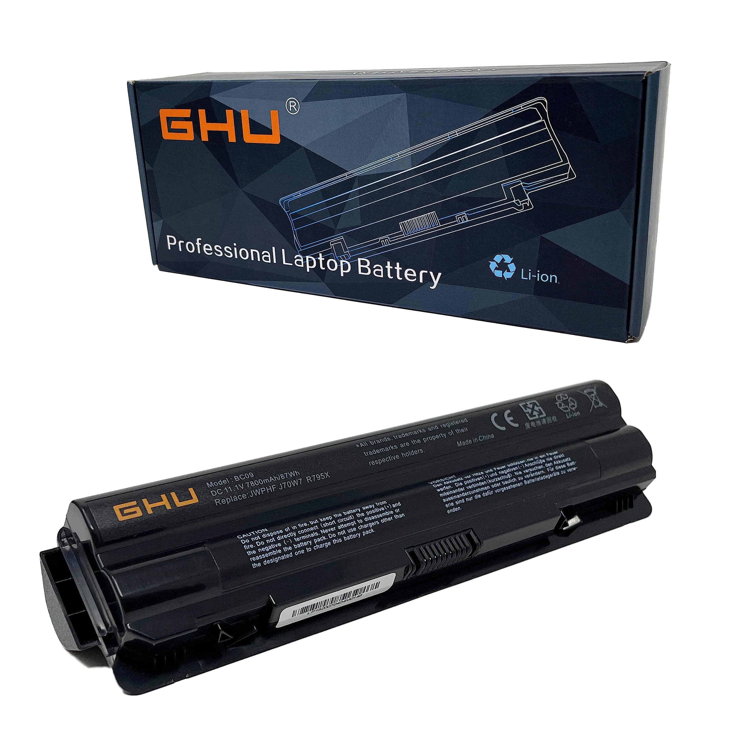 GHU New Battery 87 Wh 9-Cell JWPHF R795x Compatible with Dell XPS Laptops 14 L401x 15 L502X L501X 17 L702X L701X 61YD0 P/N P11f 312-1123 312-1127 453-10186 J70W7 WHXY3 7800mah Batteries 11.1V