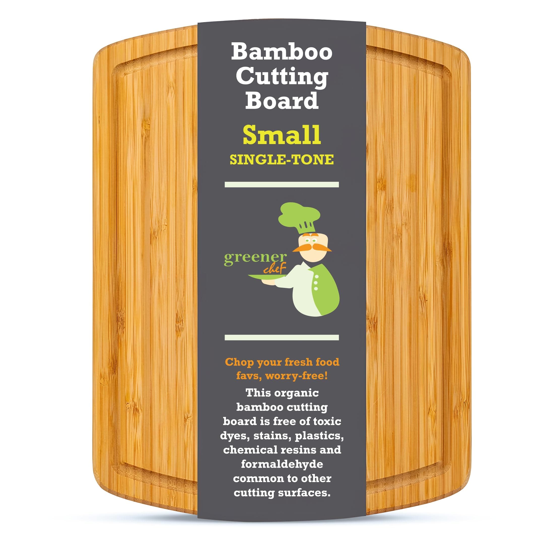 Greener Chef Organic Bamboo Cutting Board 12 Inch, Safest Family-Friendly Wood Chopping Board for Kitchen, Meat, Vegetables, and Cheese – Natural and Durable