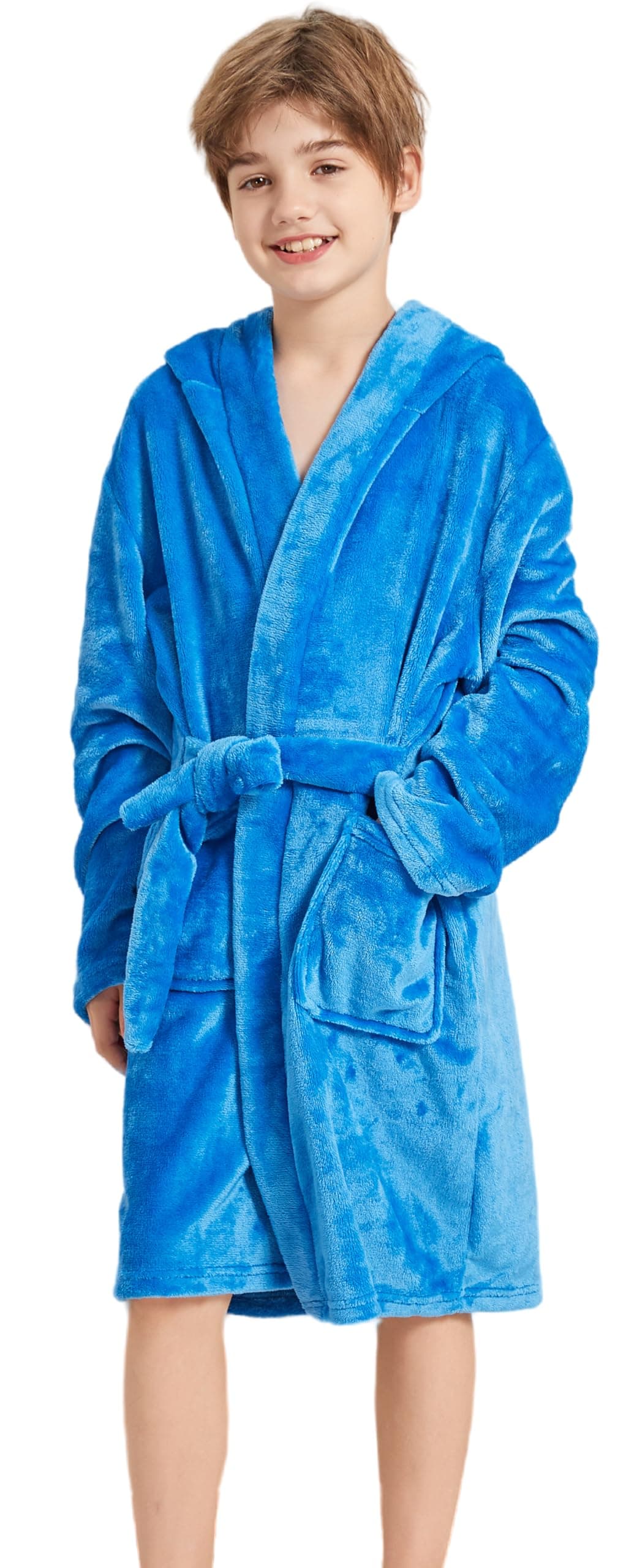 Boys Soft Fleece Robes Plush Hooded Bathrobes Sleepwear for Kids 1-16 Years